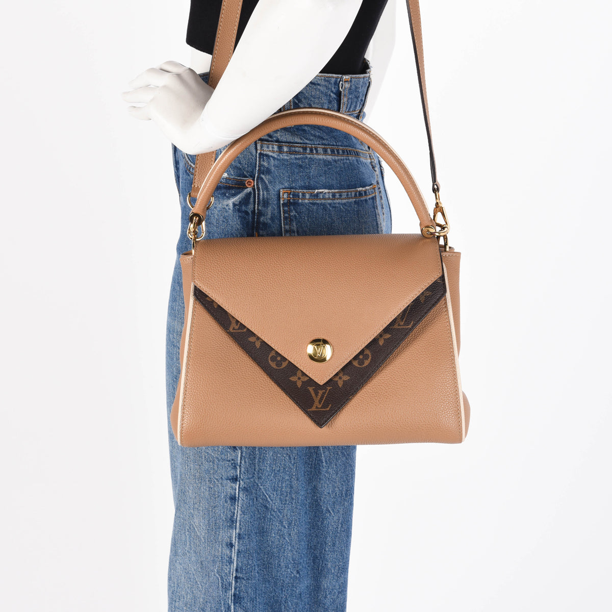Louis Vuitton Sesame Grained Calfskin & Monogram Double V Bag