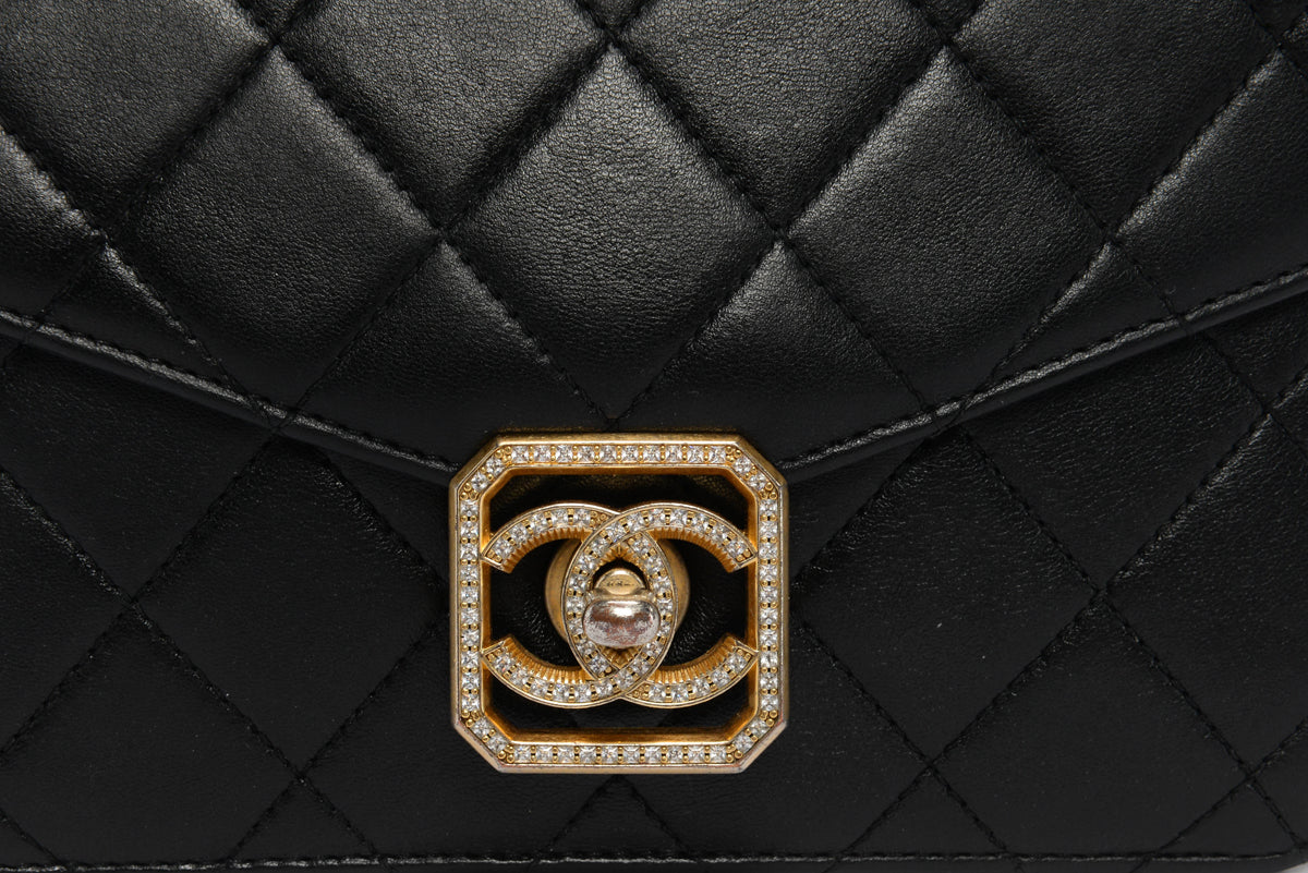 Chanel Black Quilted Lambskin Geometric CC Frame Flap Bag