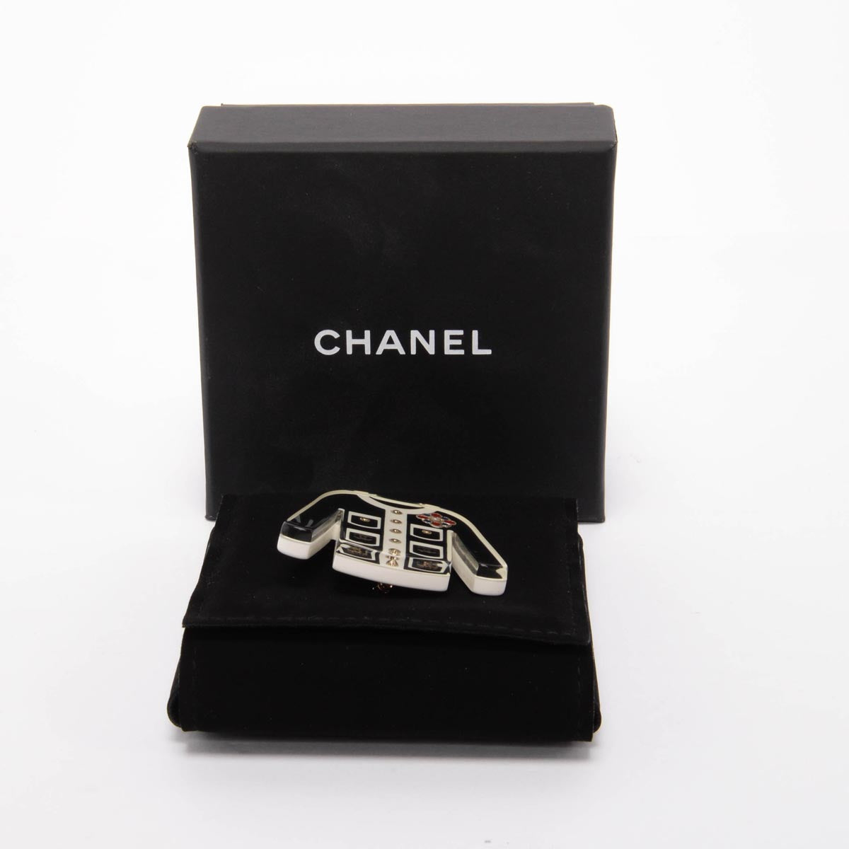 Chanel Black Resin CC Jacket Brooch