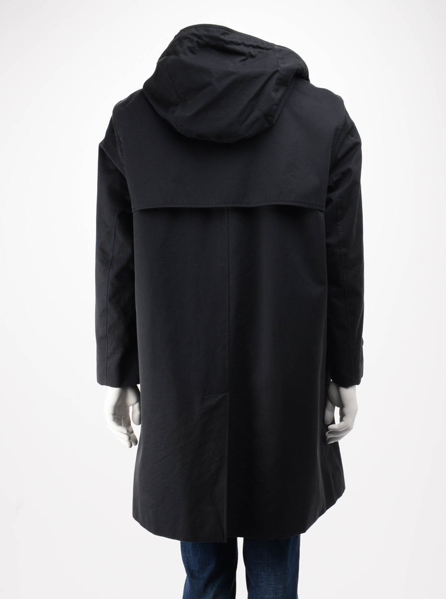 Burberry Black Cotton Single Breasted Hooded Coat IT 52