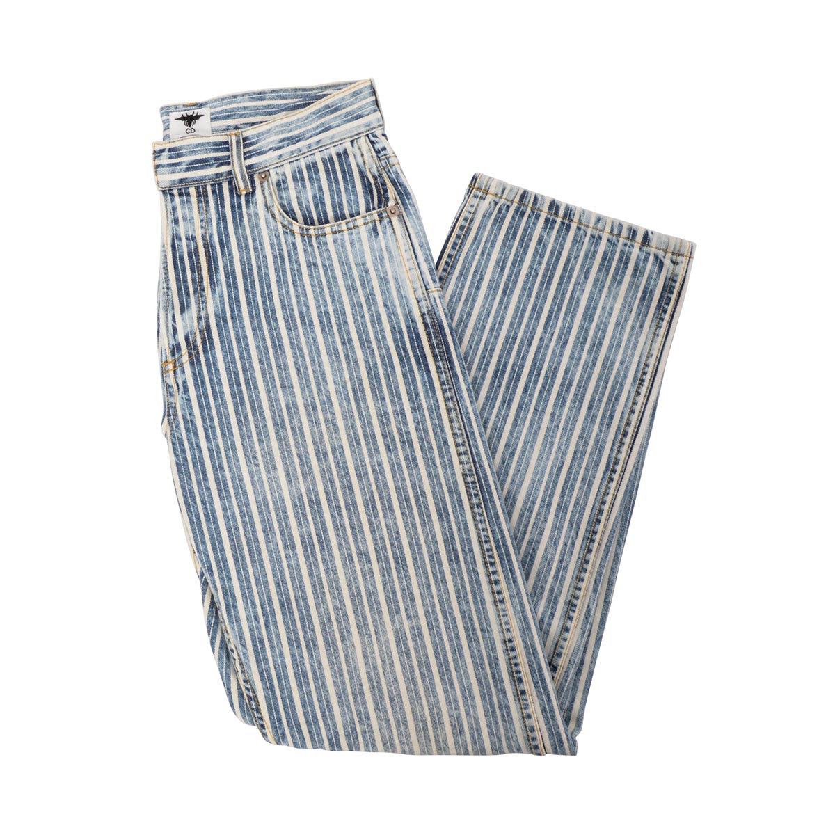 Dior Blue Striped Denim Straight Leg Jeans FR 34