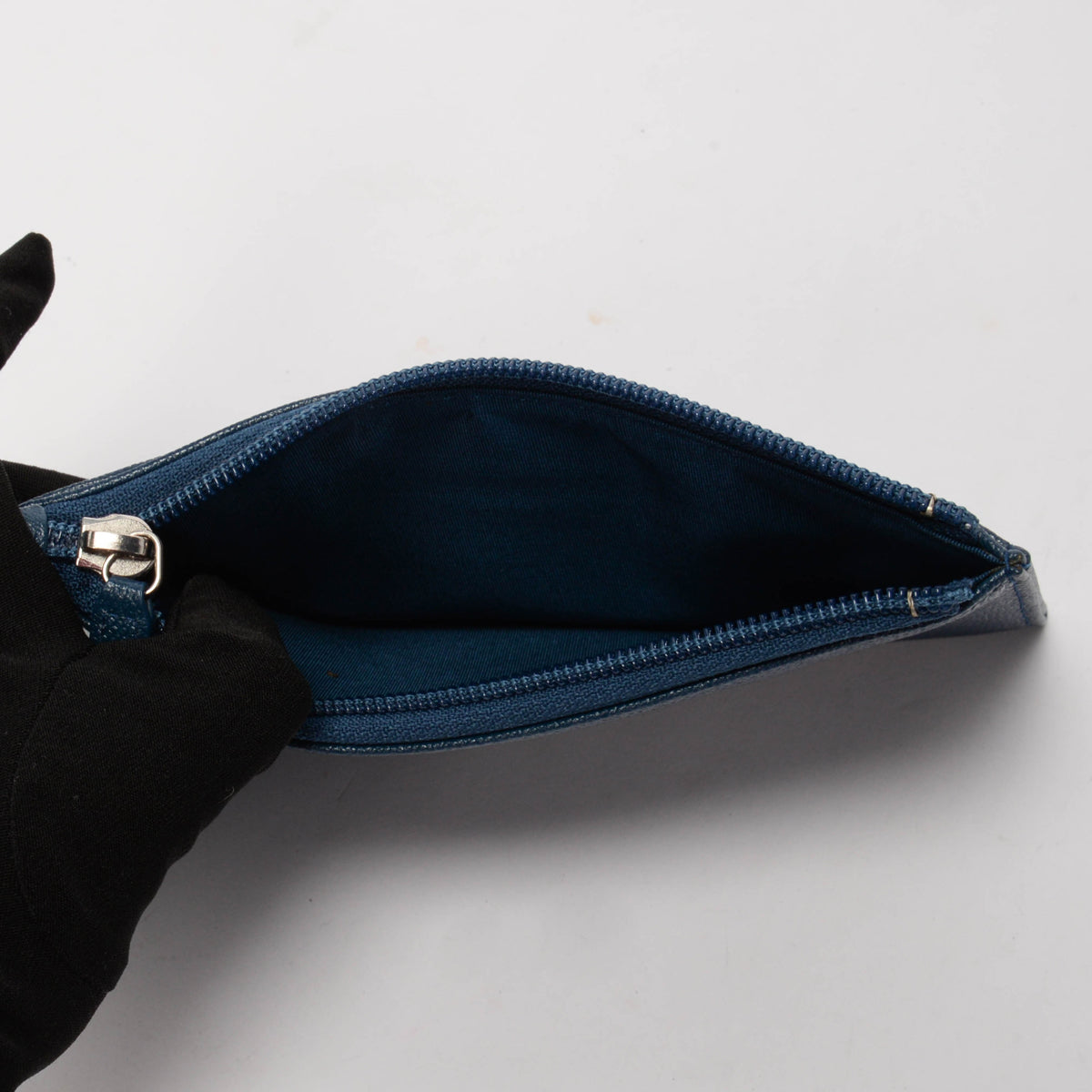 Chanel Teal Quilted Caviar CC Zip Pouch Wallet