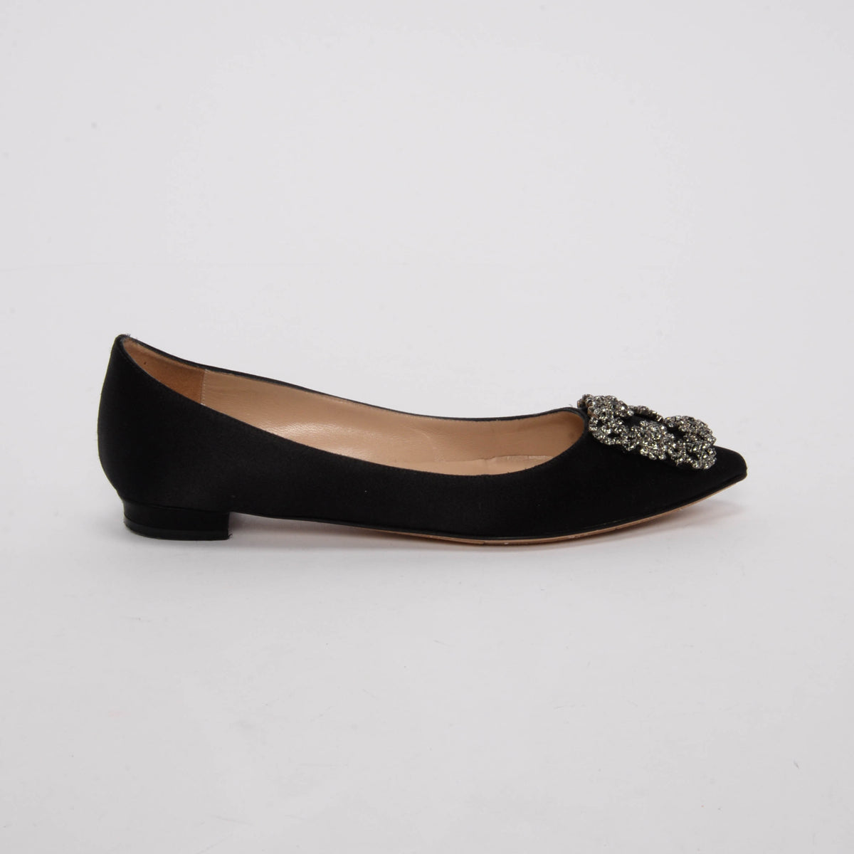 Manolo Blahnik Black Satin Hangisi Flats 36