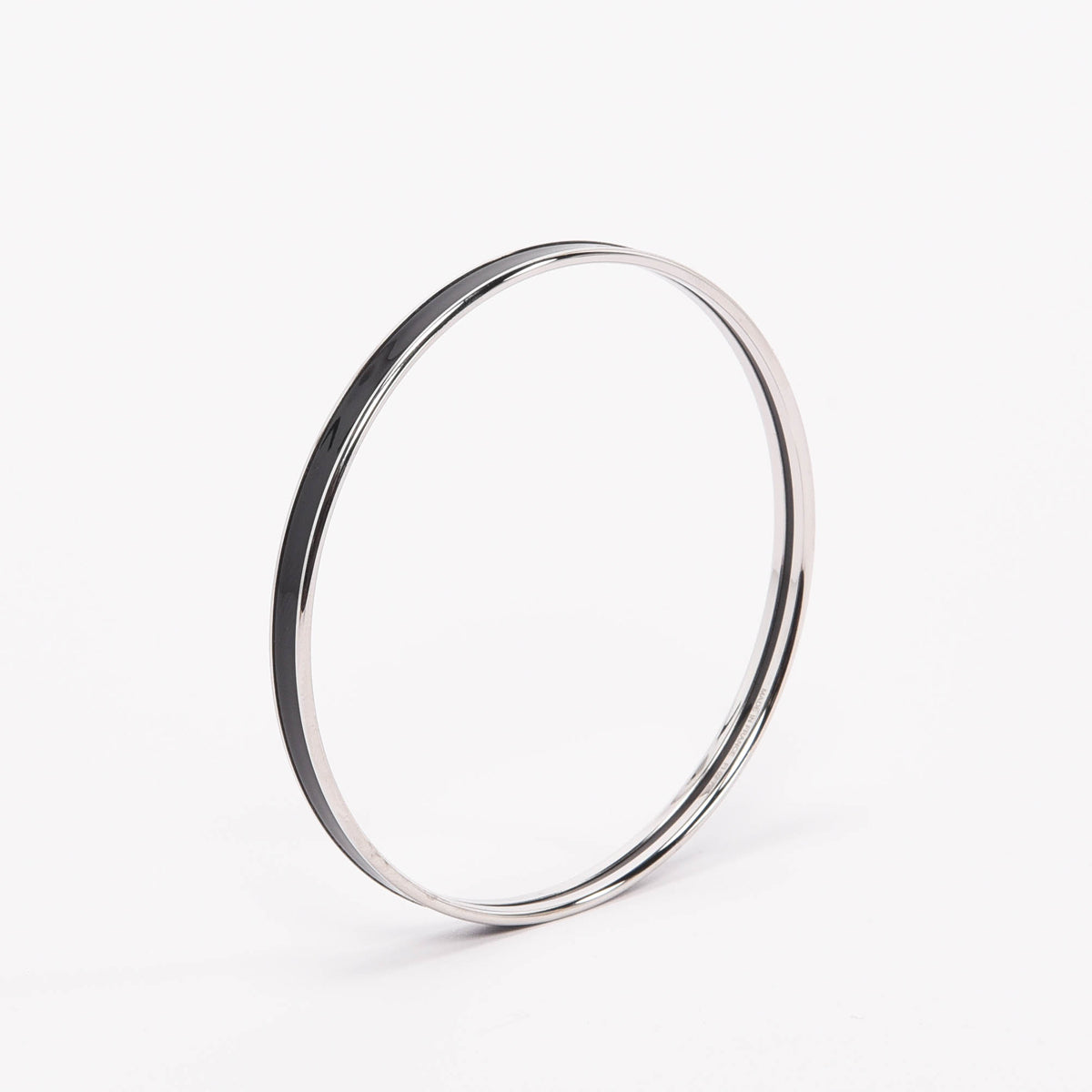 Hermes Black & Silver Enamel Uni Bangle