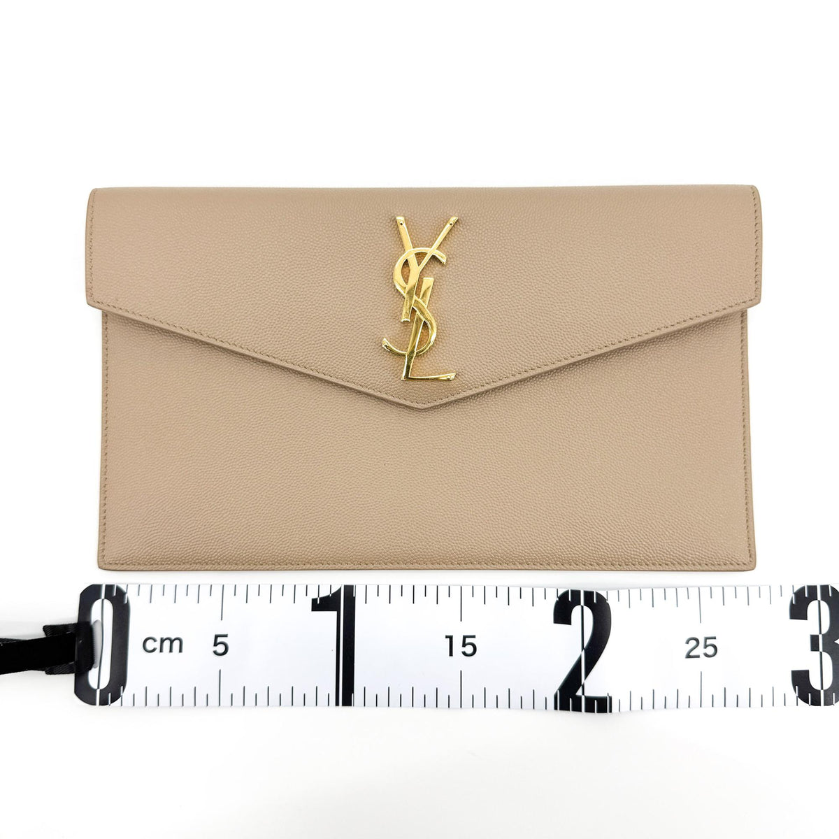 Saint Laurent Beige Grain De Poudre Uptown Clutch