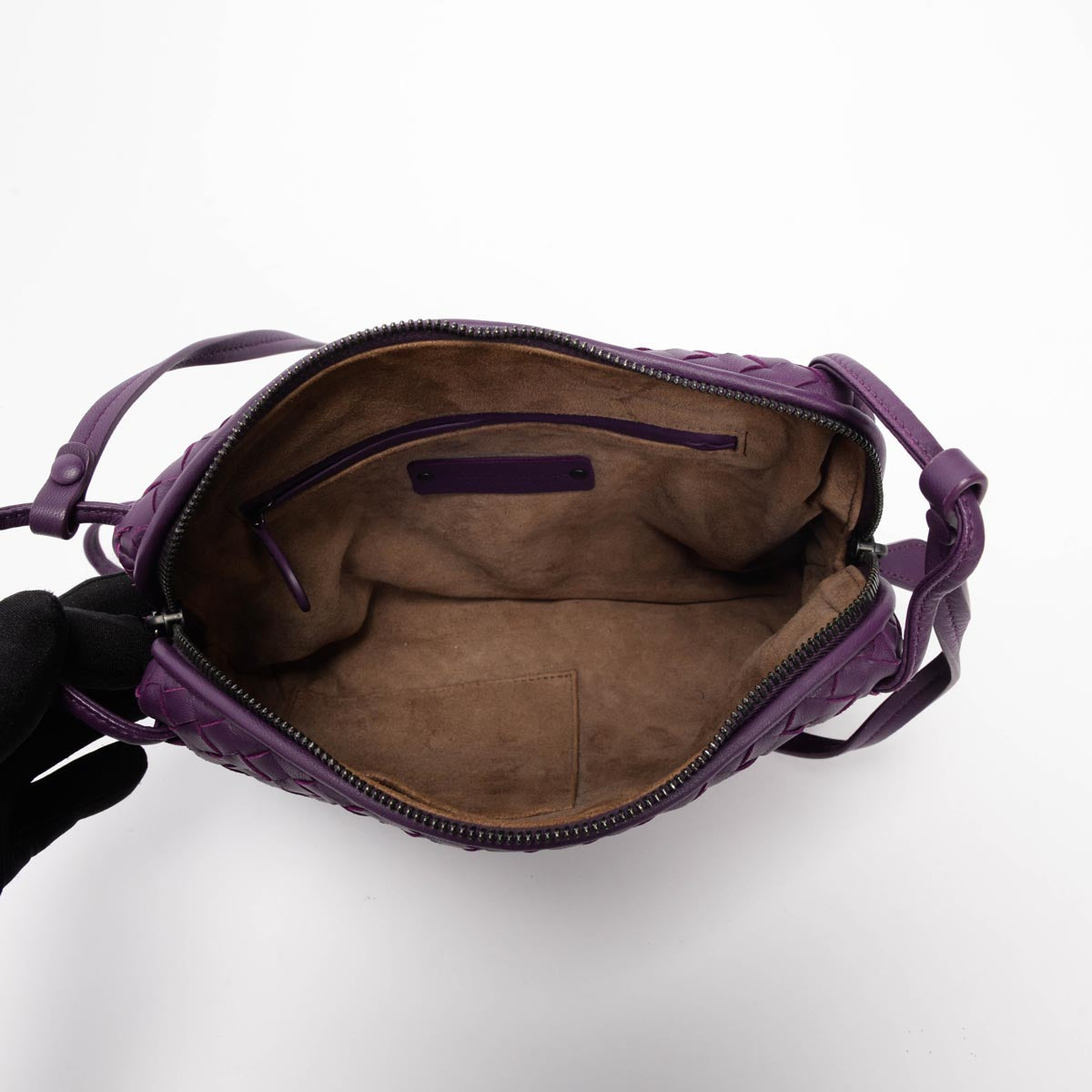 Bottega Veneta Purple Intrecciato Nodini Cross Body Bag