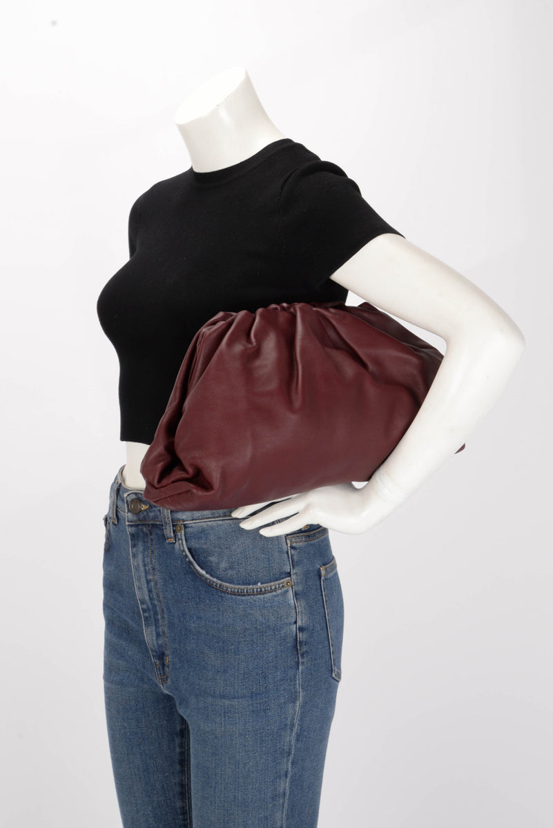 Bottega Veneta Burgundy Lambskin The Pouch Clutch