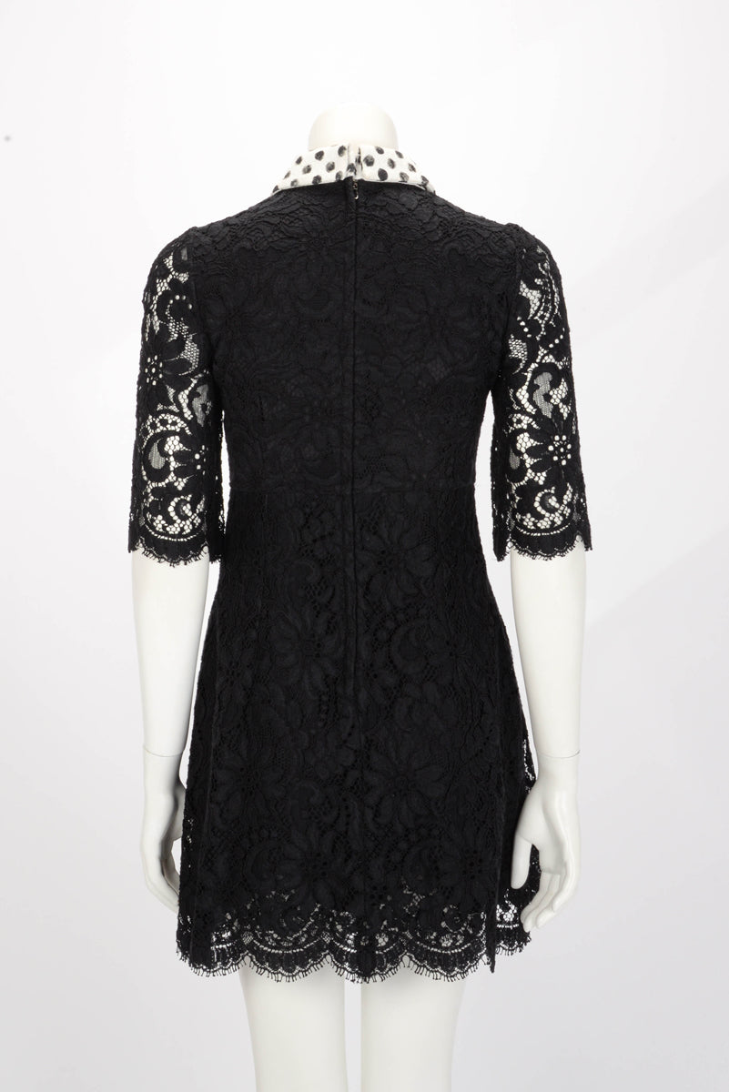 Dolce & Gabbana Black Lace Polka Dot Dress IT 40