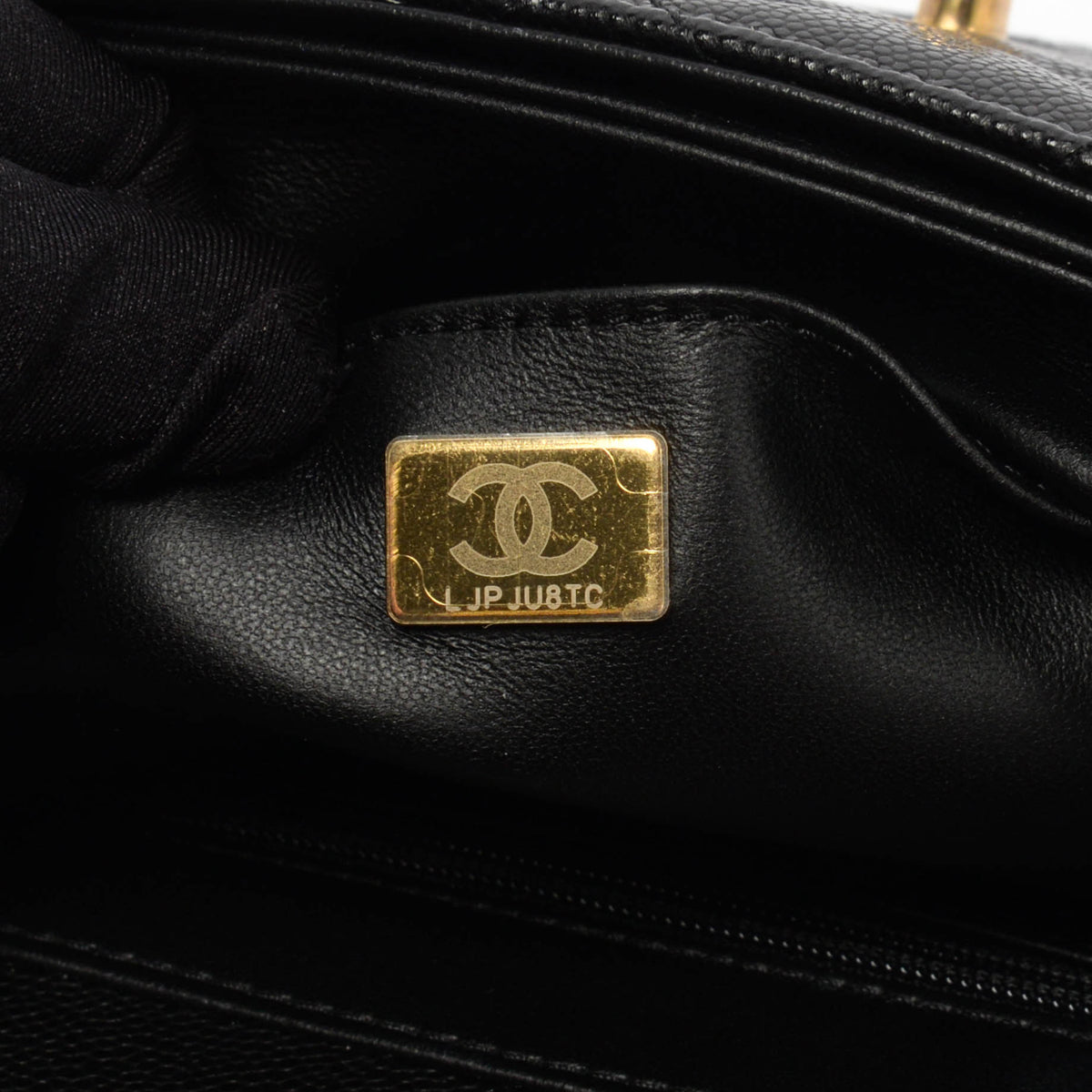 Chanel Black Quilted Caviar Flap Bag with Top Handle