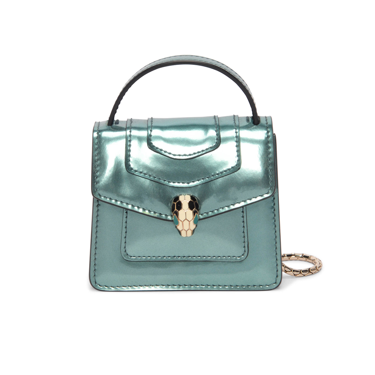Bulgari Turquoise Metallic Calfskin Serpenti Forever Mini Bag Charm