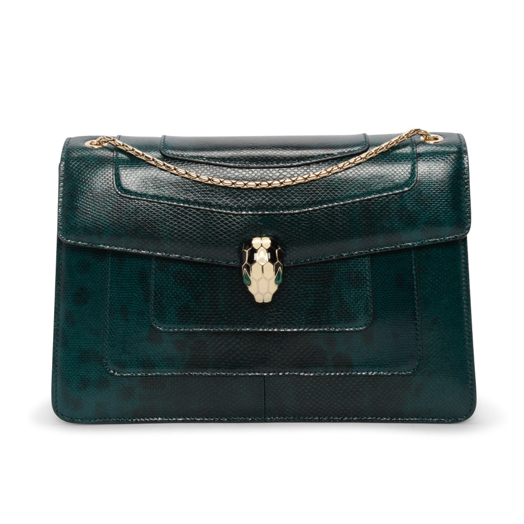 Bulgari Emerald Karung Medium Serpenti Forever Shoulder Bag