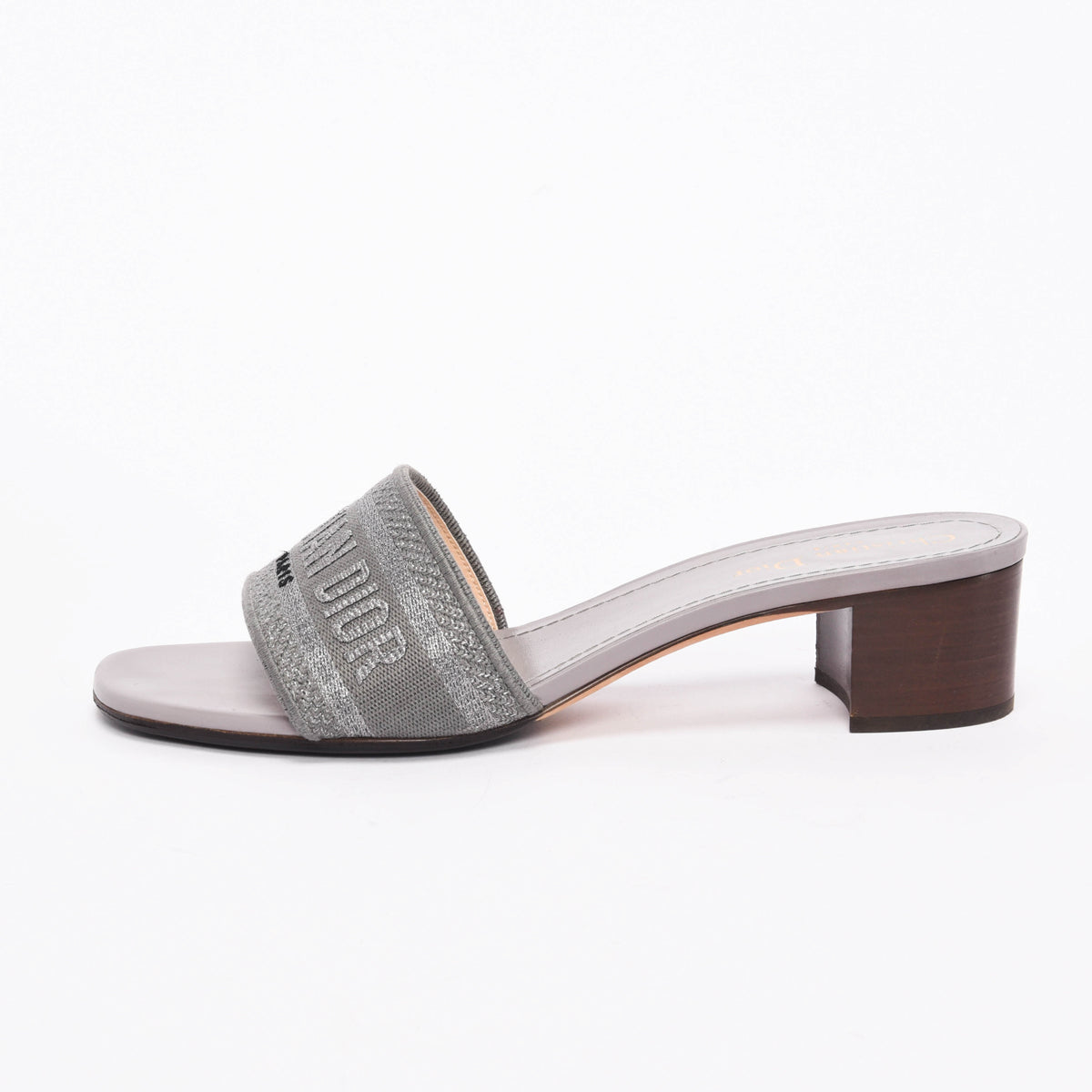 Dior Charcoal Canvas Lame Embroidered DWay Heeled Slides 41