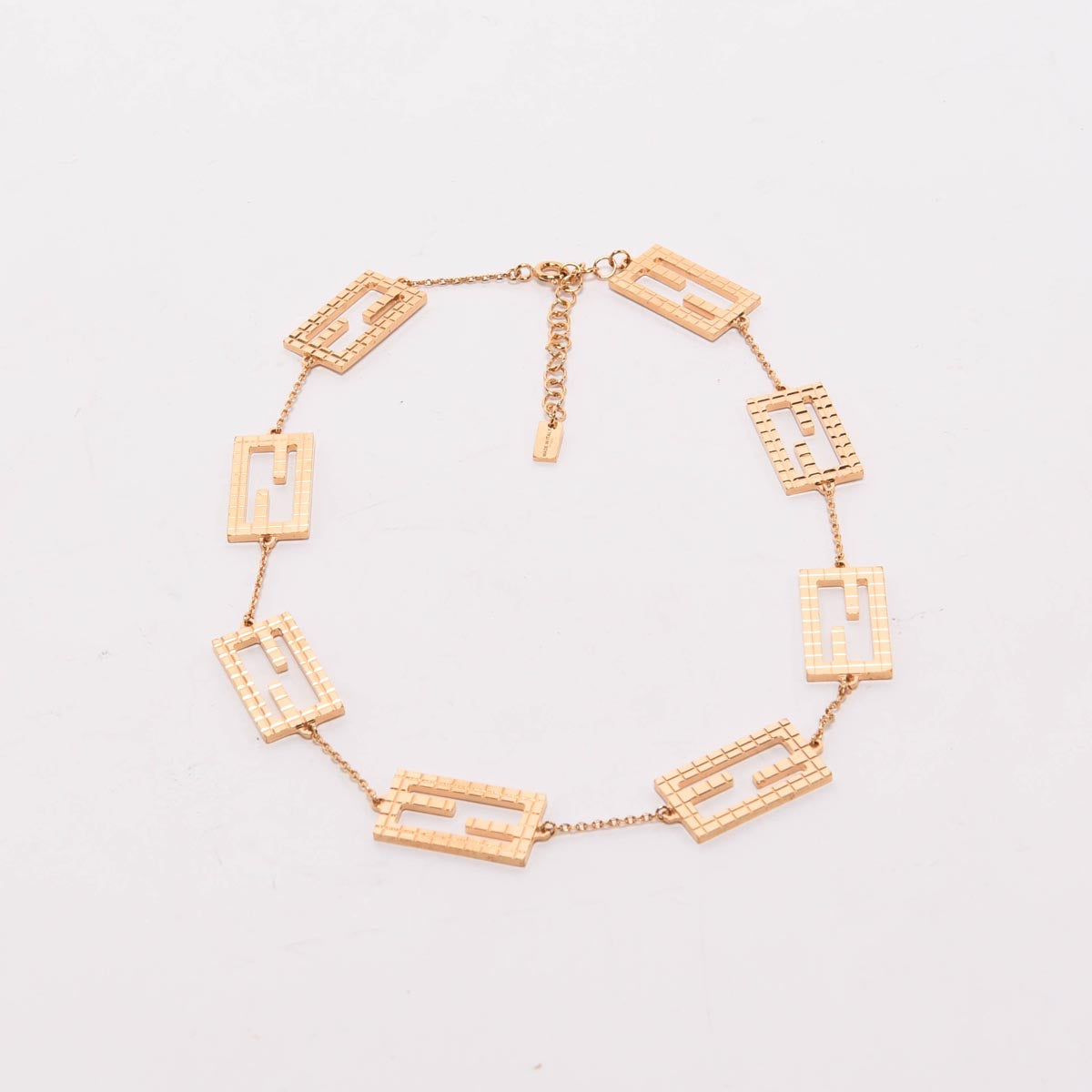 Fendi Gold Tone Metal Baguette Necklace