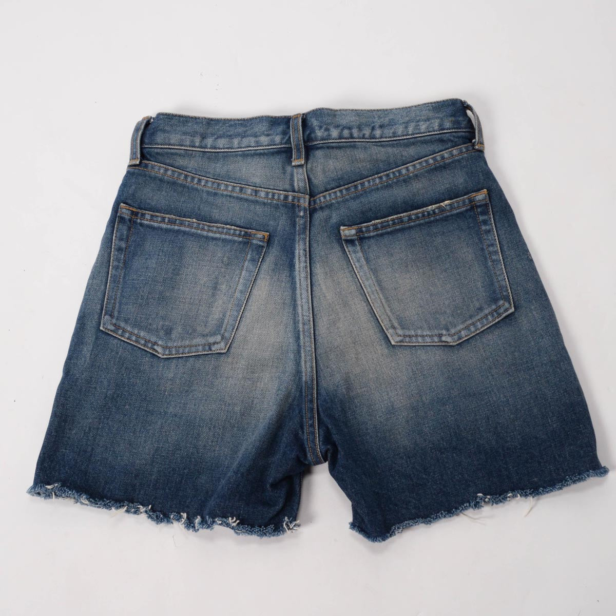 Saint Laurent Indigo Distressed Denim Cut Off Shorts 25