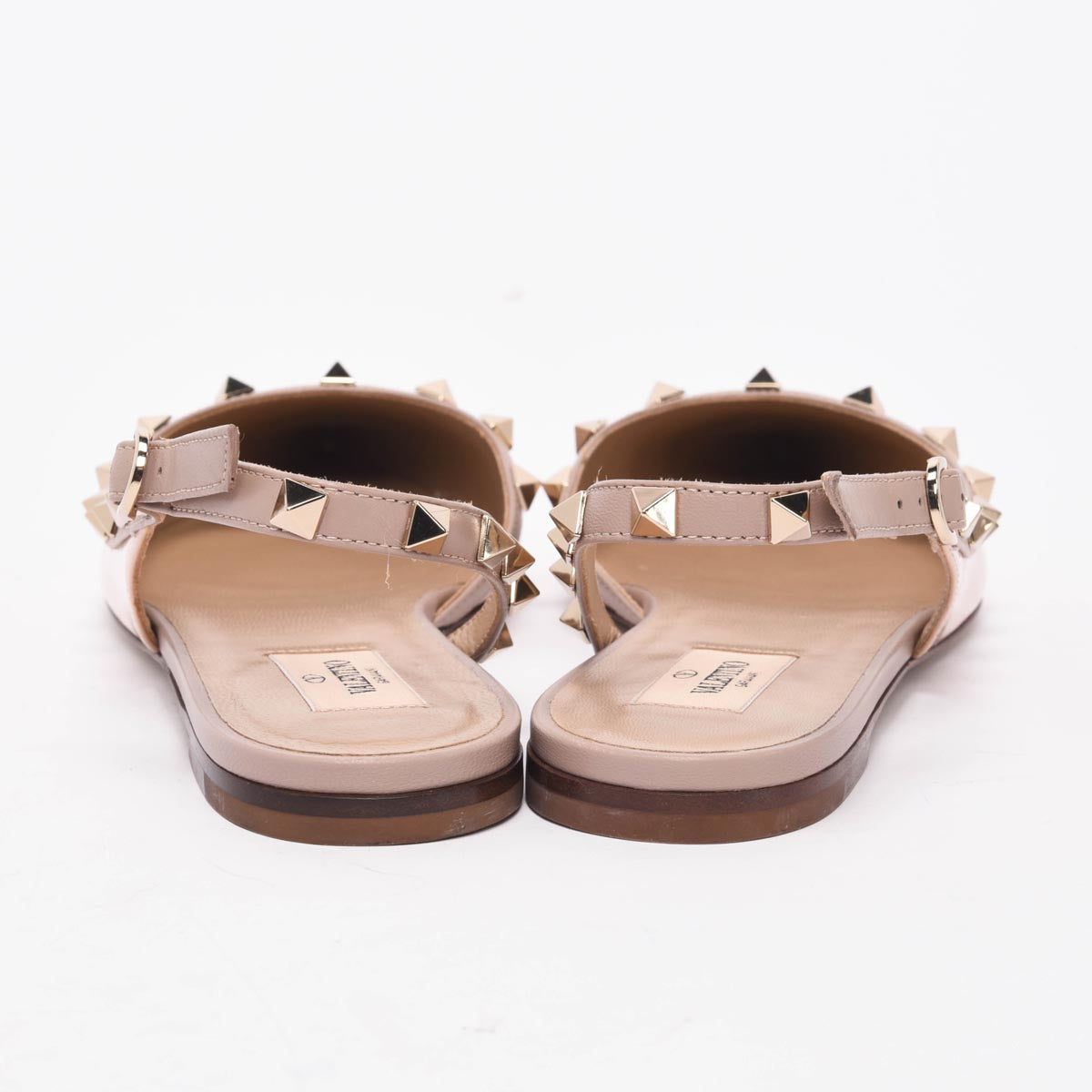 Valentino Rose Patent Rockstud Ballerina Slingbacks 38.5