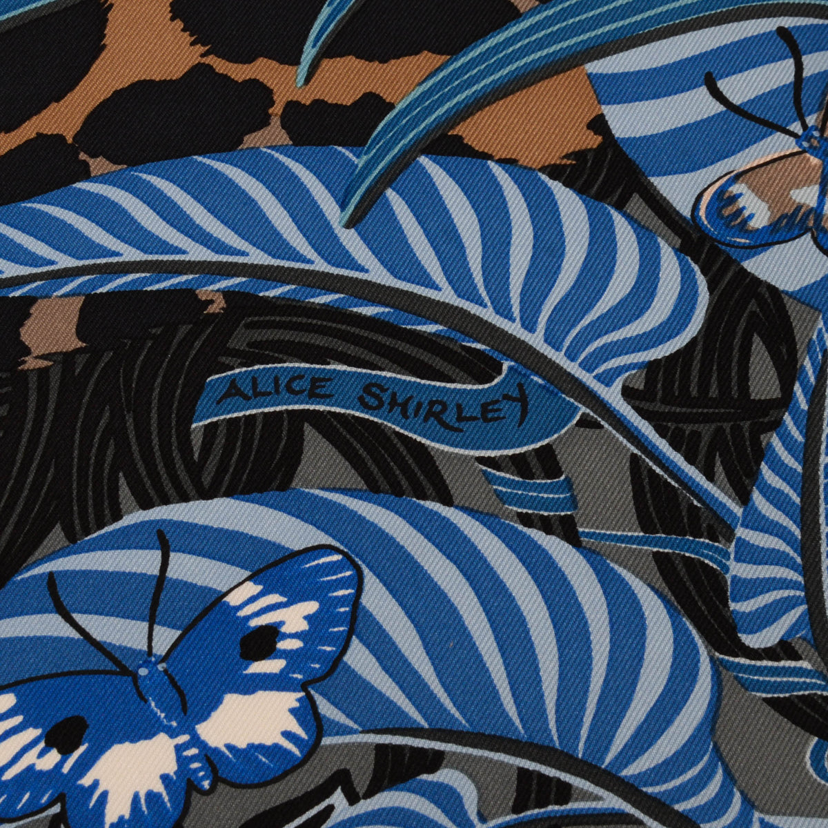 Hermes Blue Silk Jaguar Quetzal Scarf
