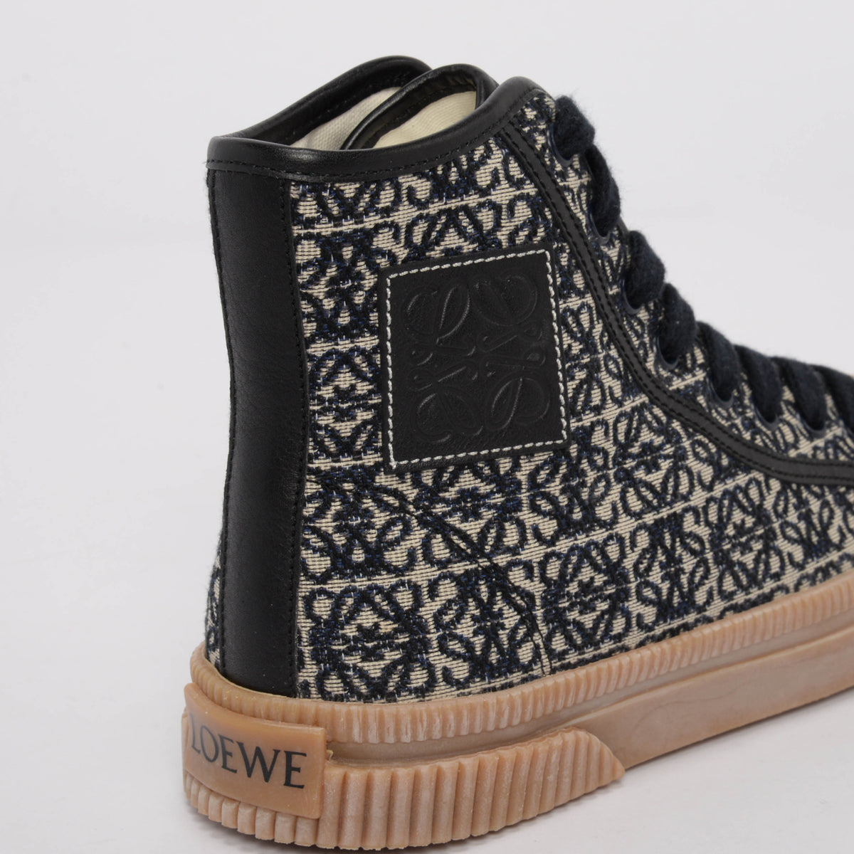Loewe Navy Anagram Jacquard High Top Sneakers 35