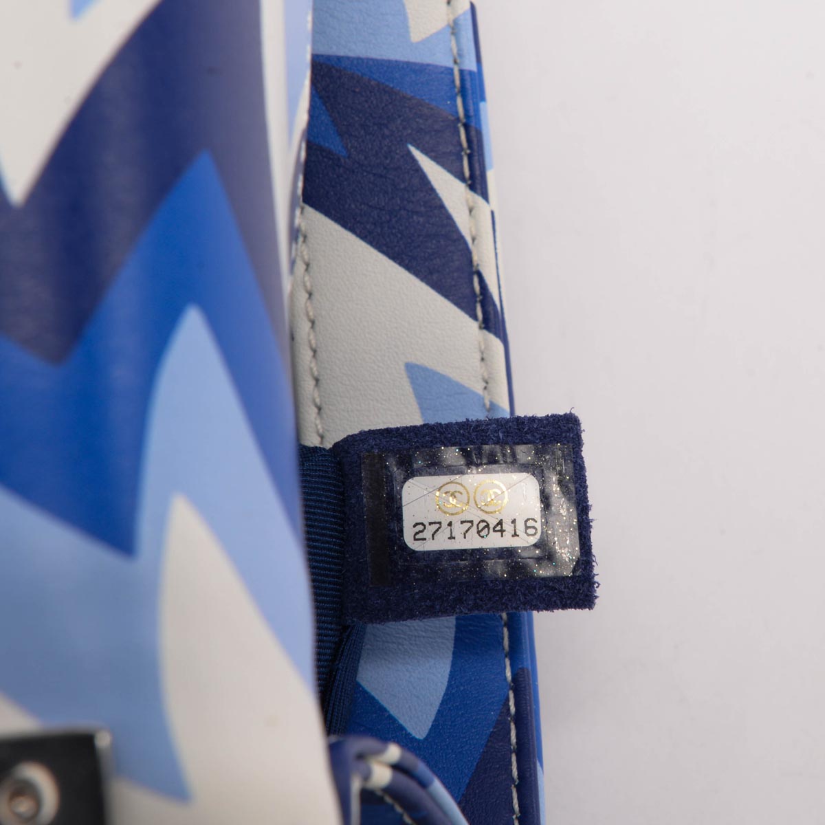 Chanel Blue Printed Calfskin Small Boy Bag