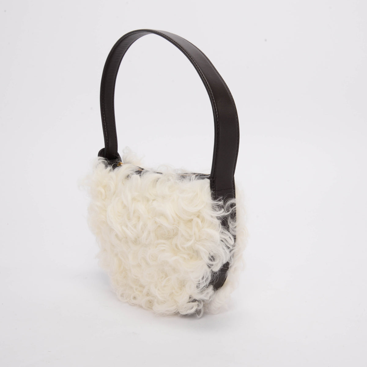 Bottega Veneta Fondant & White Shearling Mini Sunrise Bag