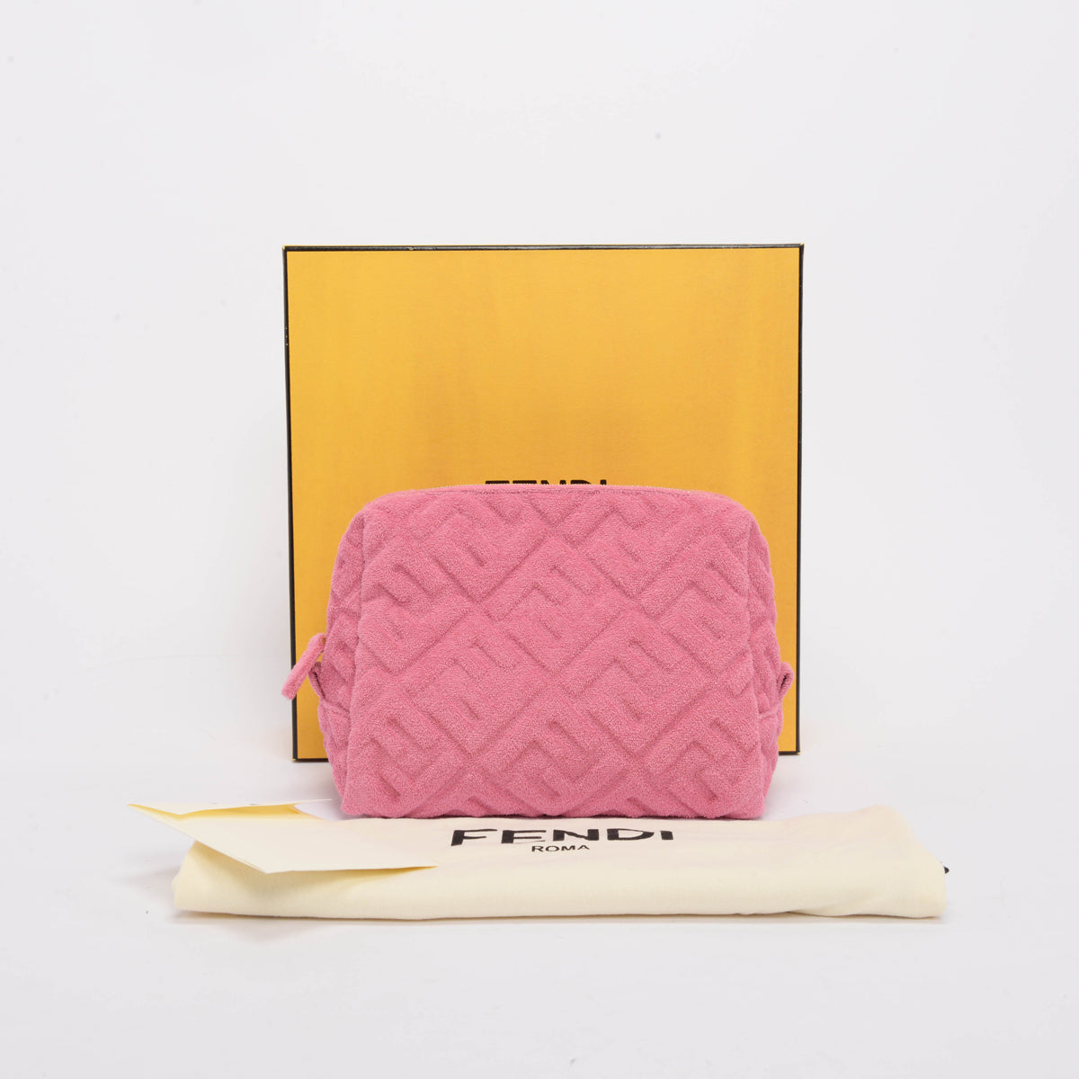 Fendi Pink FF Terry Cloth Medium Cosmetic Case