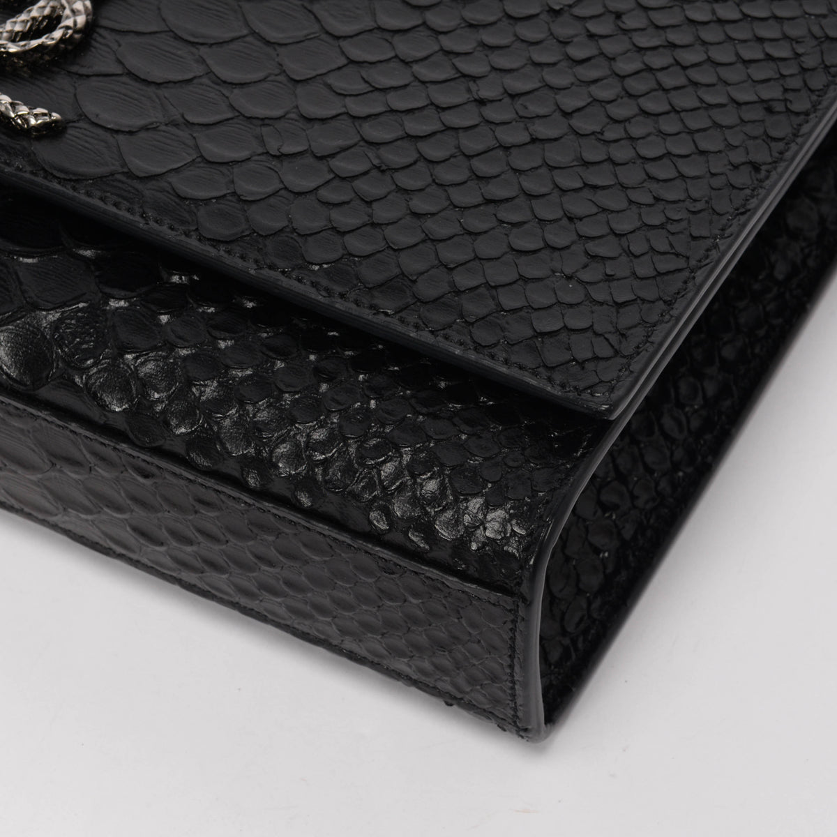 Saint Laurent Black Python Embossed Medium Kate Chain Bag