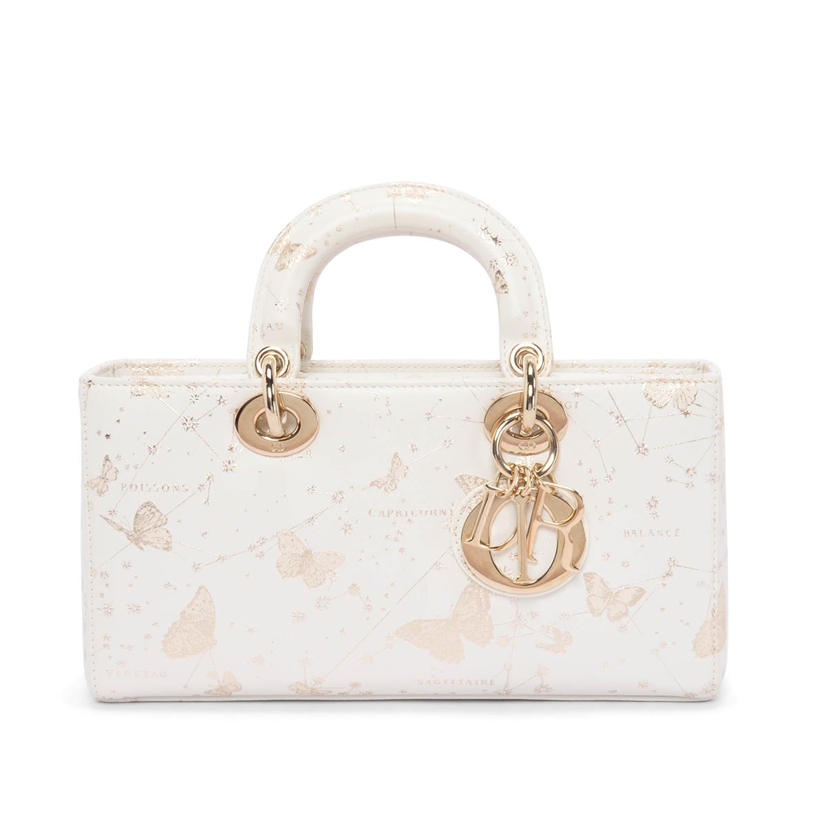 Dior White Calfskin Zodiac Butterfly Medium Lady D-Joy Bag