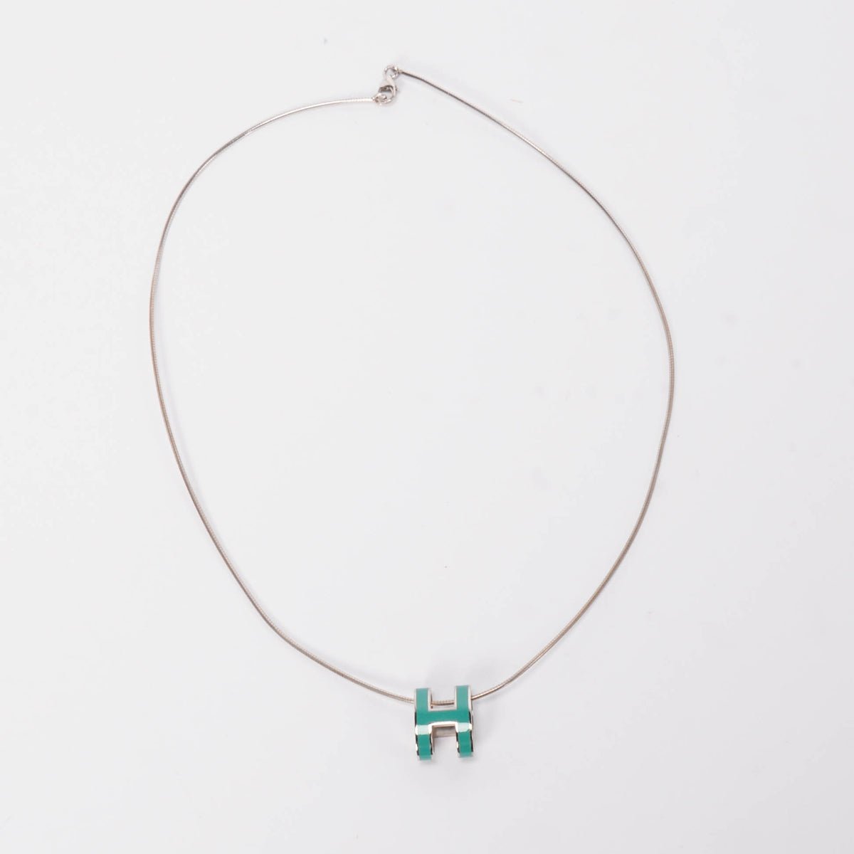Hermes Vert Jade Palladium Plated Pop H Necklace
