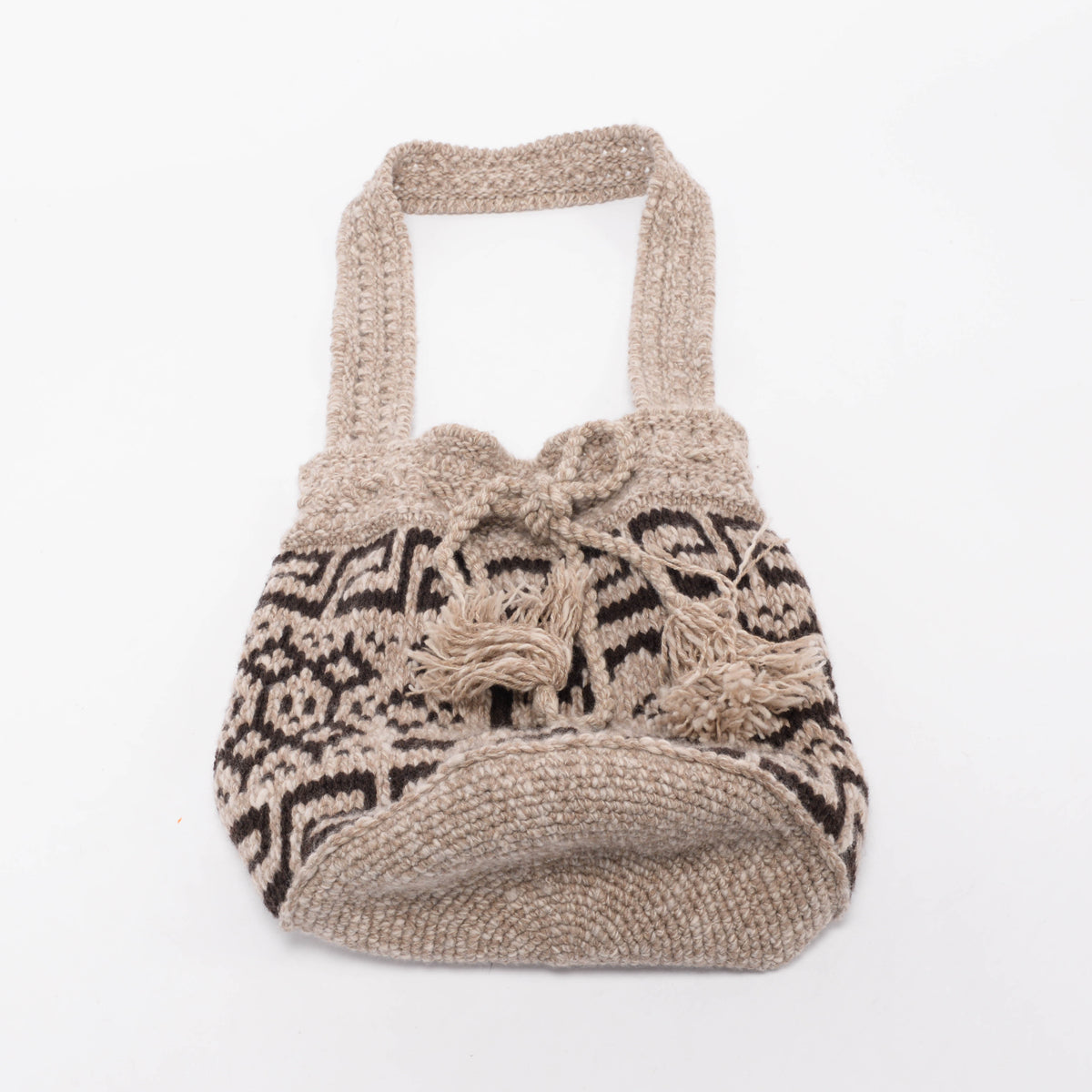 Celine Taupe Wool Fair Isle Triomphe Tote