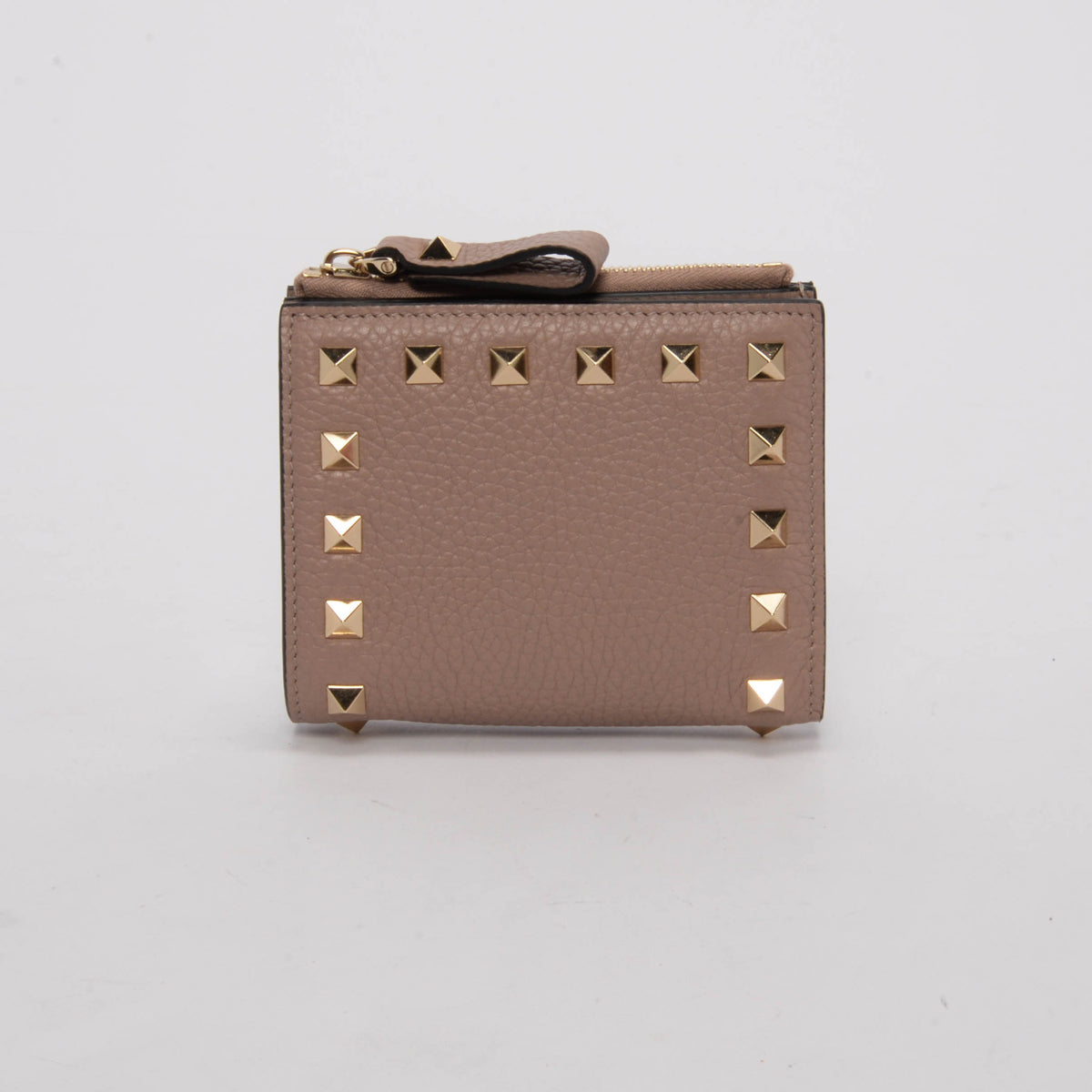 Valentino Poudre Calfskin Rockstud Bifold Zip Wallet