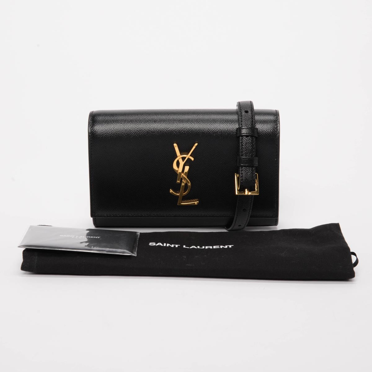 Saint Laurent Black Grain de Poudre Kate Belt Bag