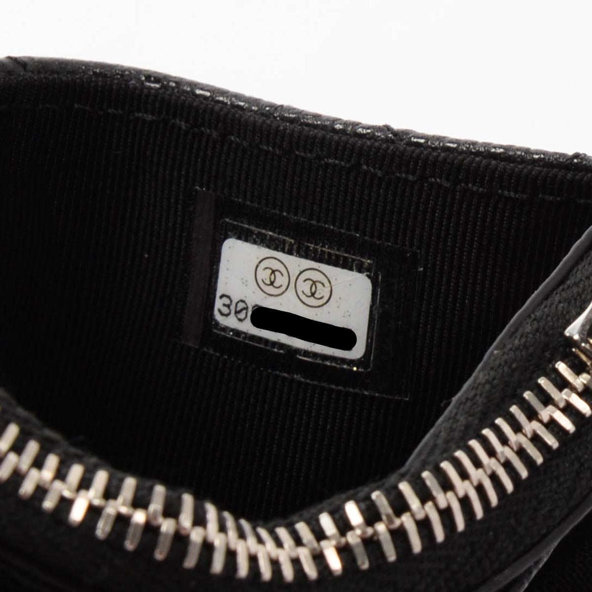 Chanel Black Quilted Caviar CC Zip Card Holder