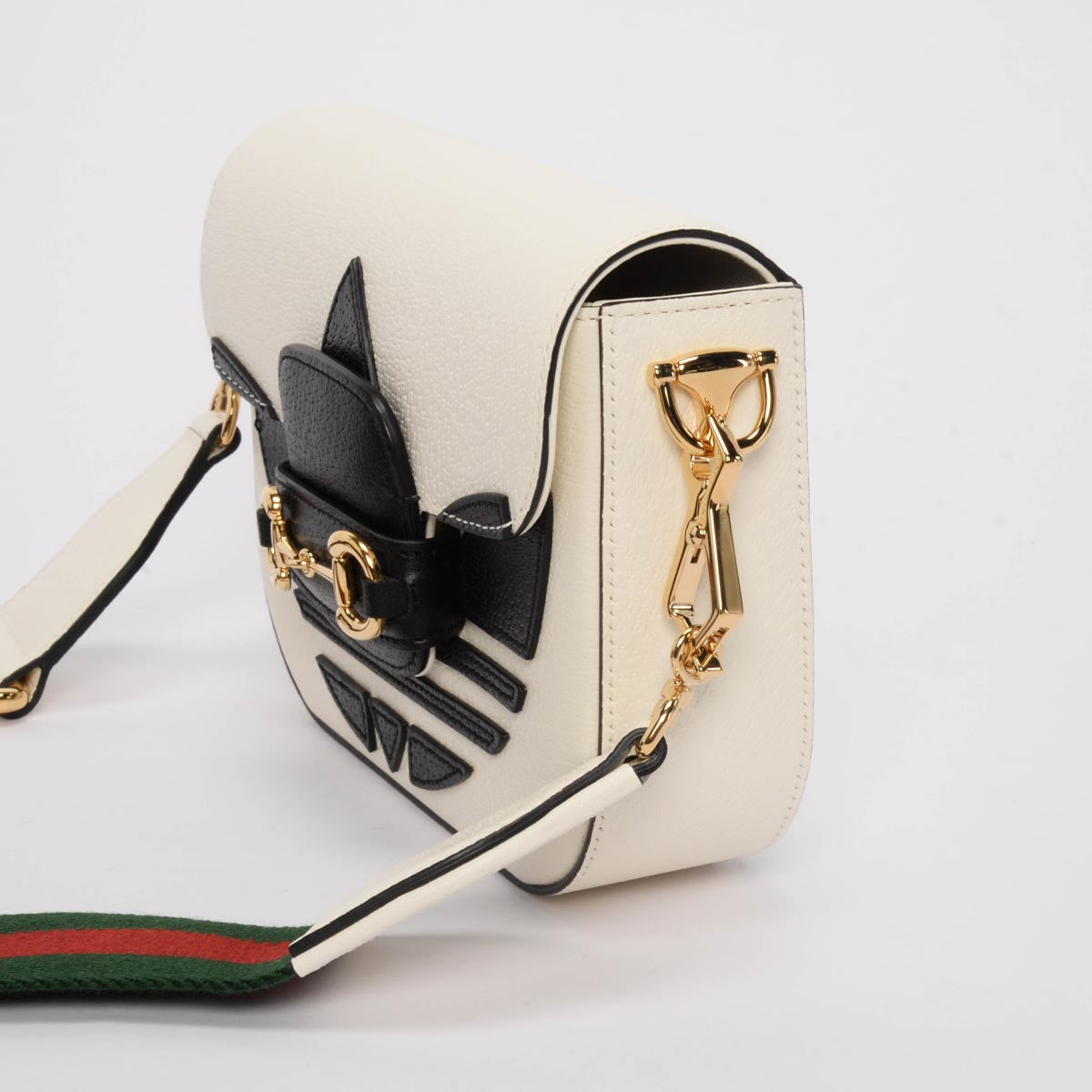 Gucci x Adidas White Textured Dollar Calfskin Horsebit 1955 Mini Bag