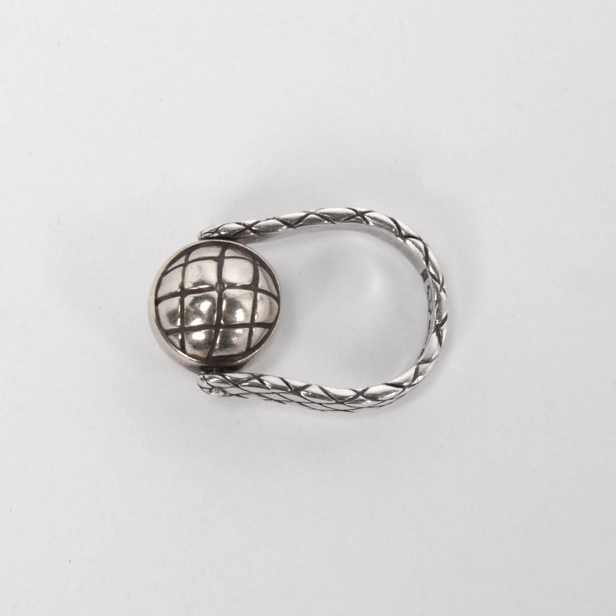 Bottega Veneta Silver Intrecciato Ball Ring