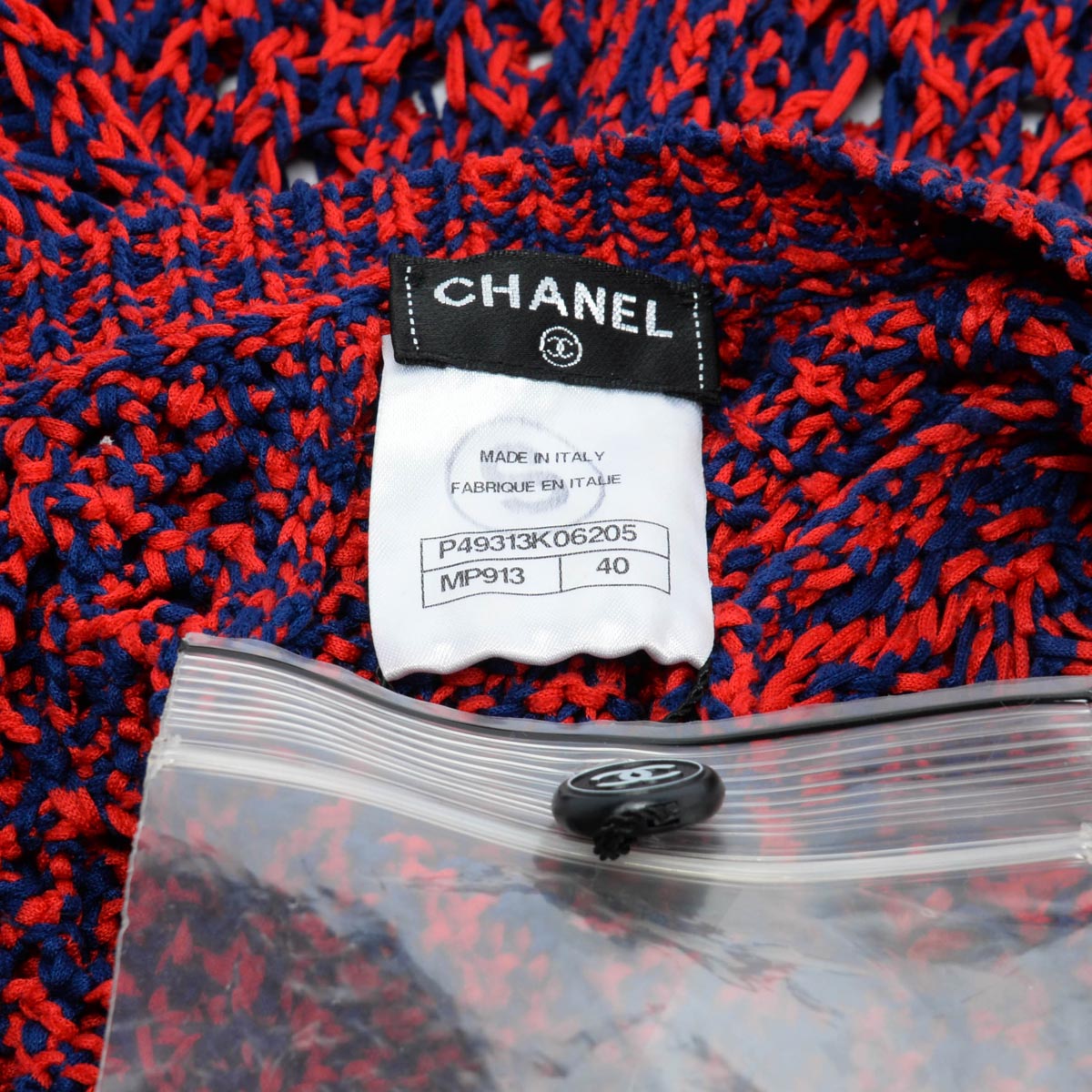 Chanel Red & Blue Cotton Crochet Four Pocket L/S Dress FR 40