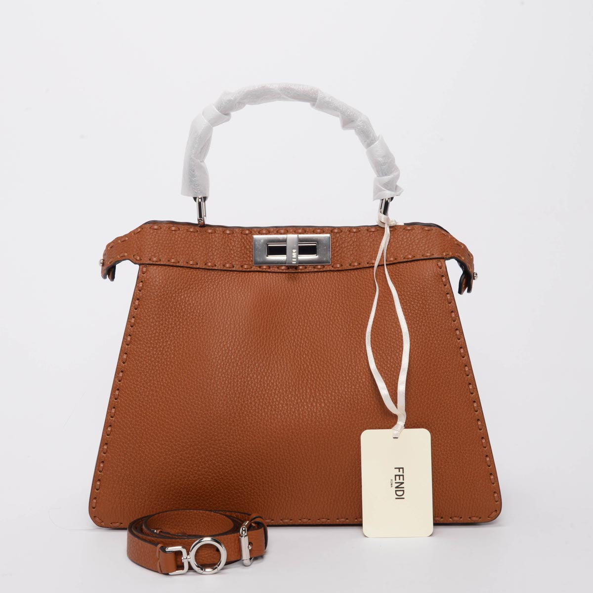 Fendi Tan Roma Calfskin Medium Peekaboo ISeeU Bag