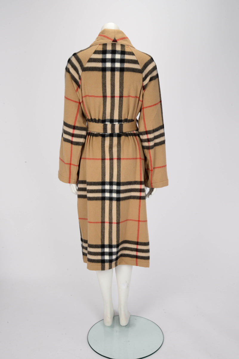 Burberry Beige Cashmere Nova Check Bathrobe.