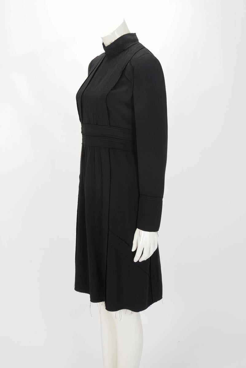Prada Black Crepe Pleated Dress IT 40