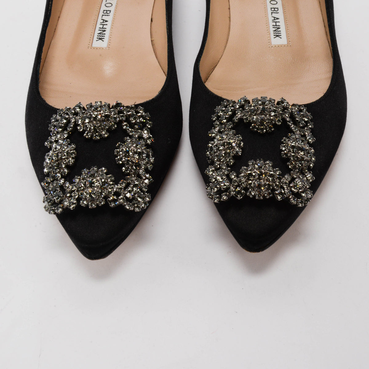 Manolo Blahnik Black Satin Hangisi Flats 36