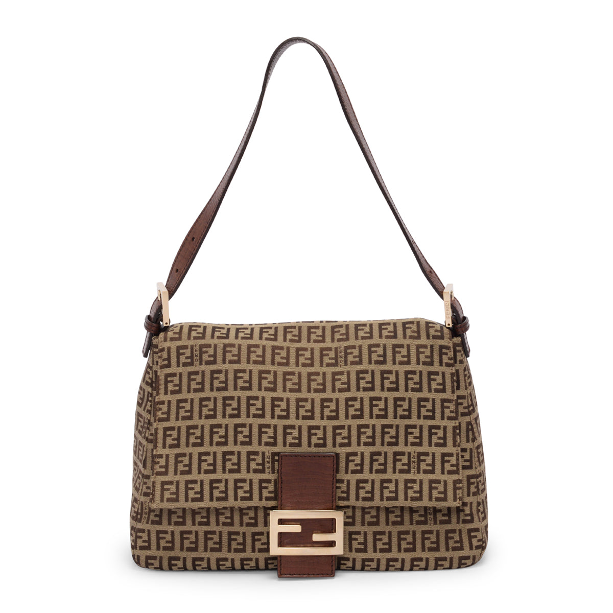 Fendi Brown Zucchino Canvas Mamma Baguette Bag