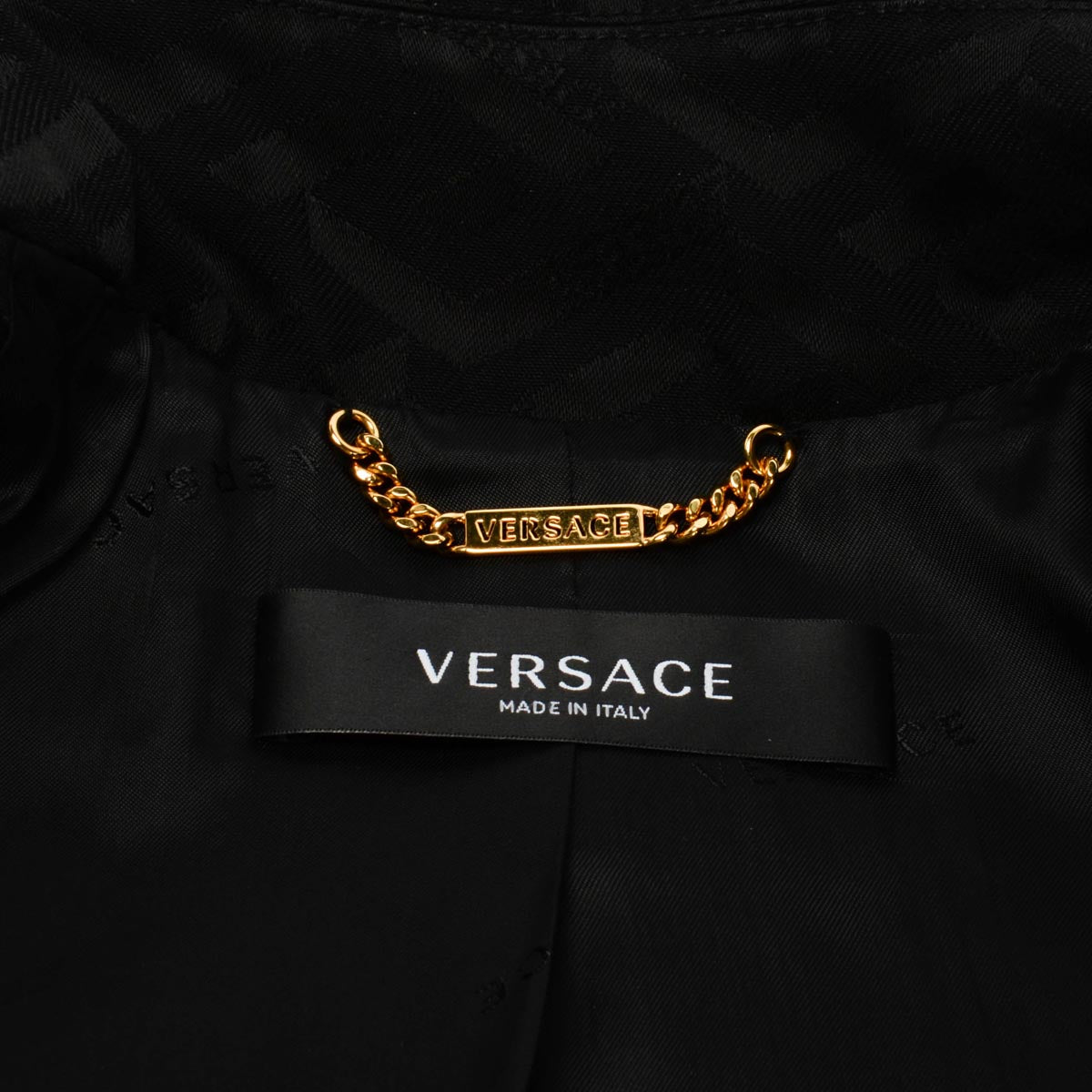 Versace Black La Greca Print Classic Trench Coat IT 36