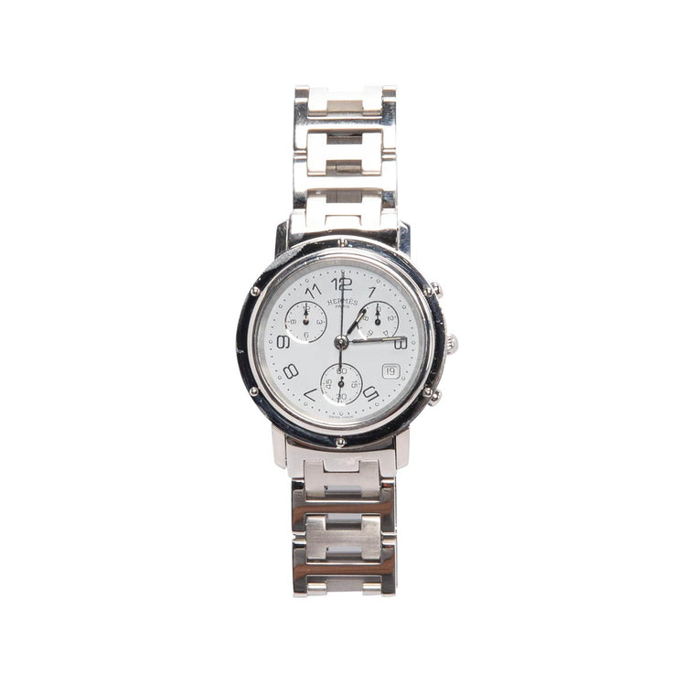 Hermes Stainless Steel Chrono Clipper Watch