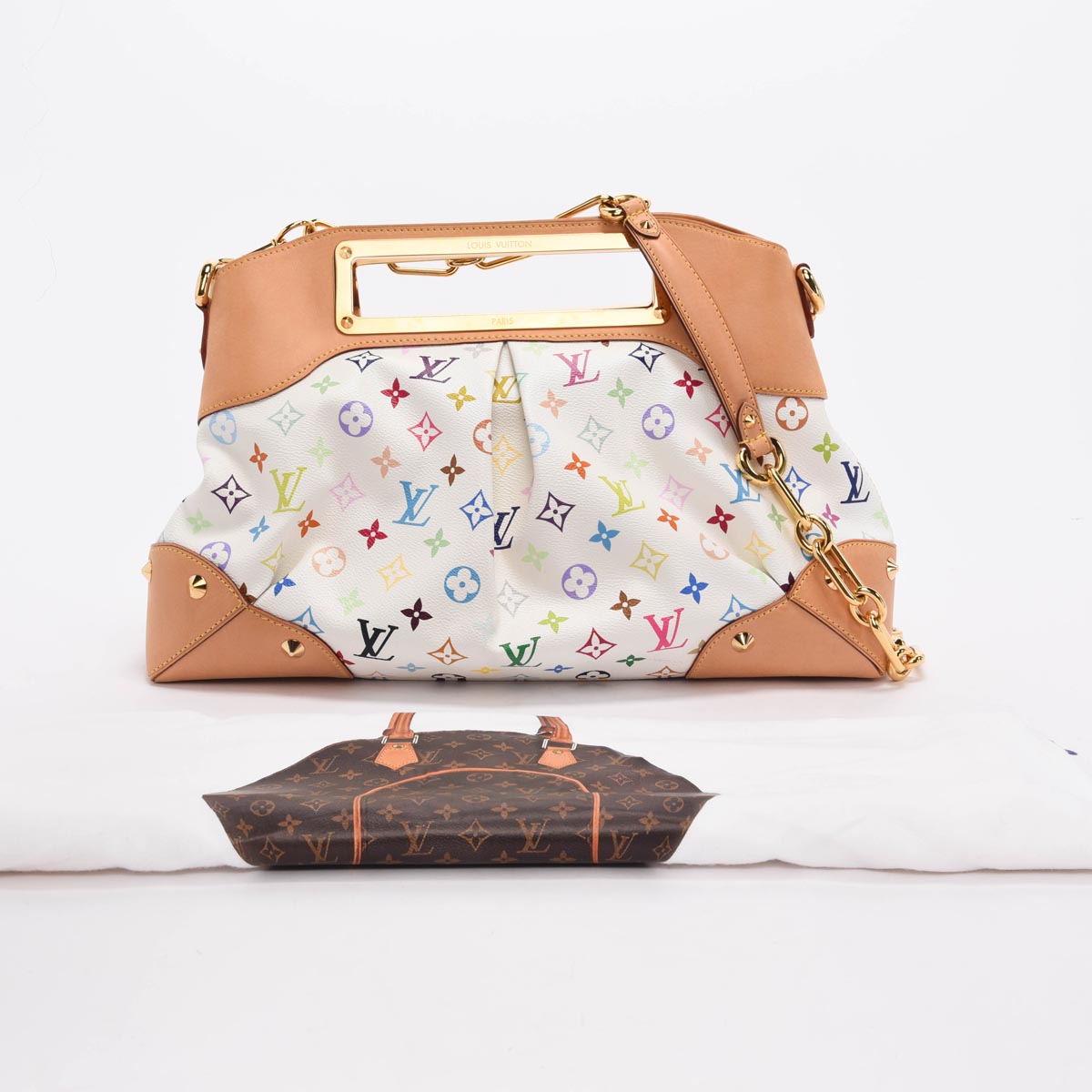 Louis Vuitton White Multicolore Monogram Judy GM Clutch
