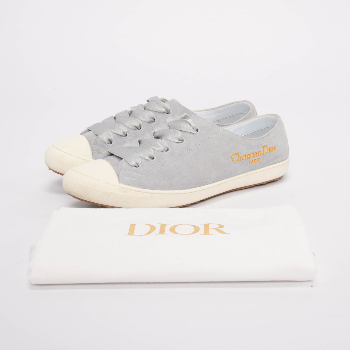 Dior Pale Blue Suede Lucky Sneakers 38