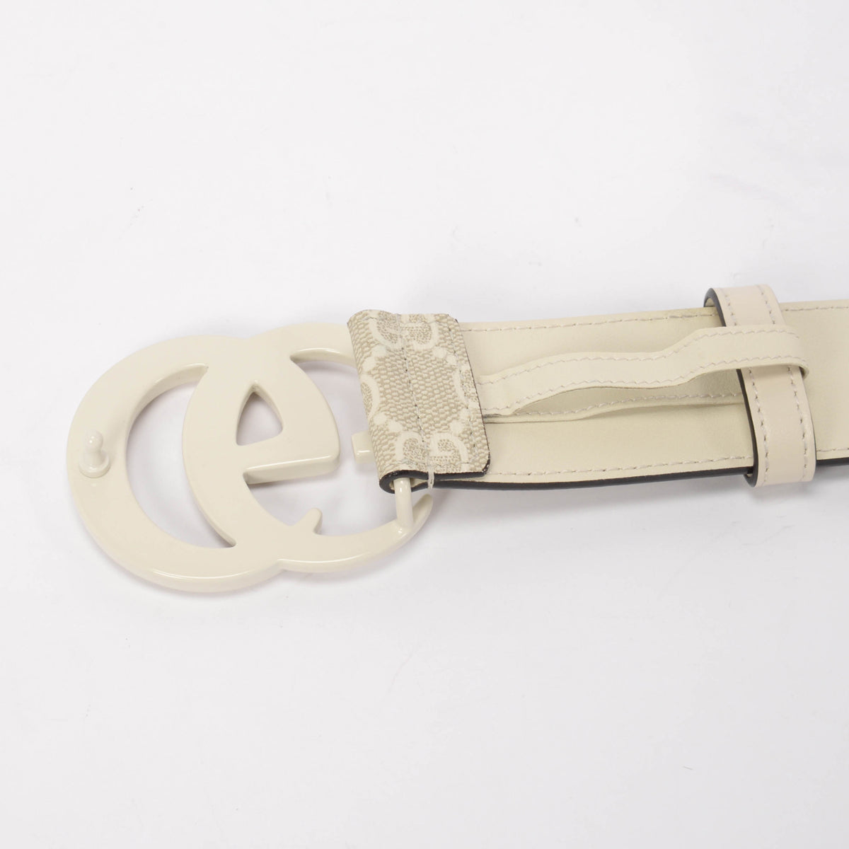 Gucci White GG Supreme Wide GG Marmont Belt