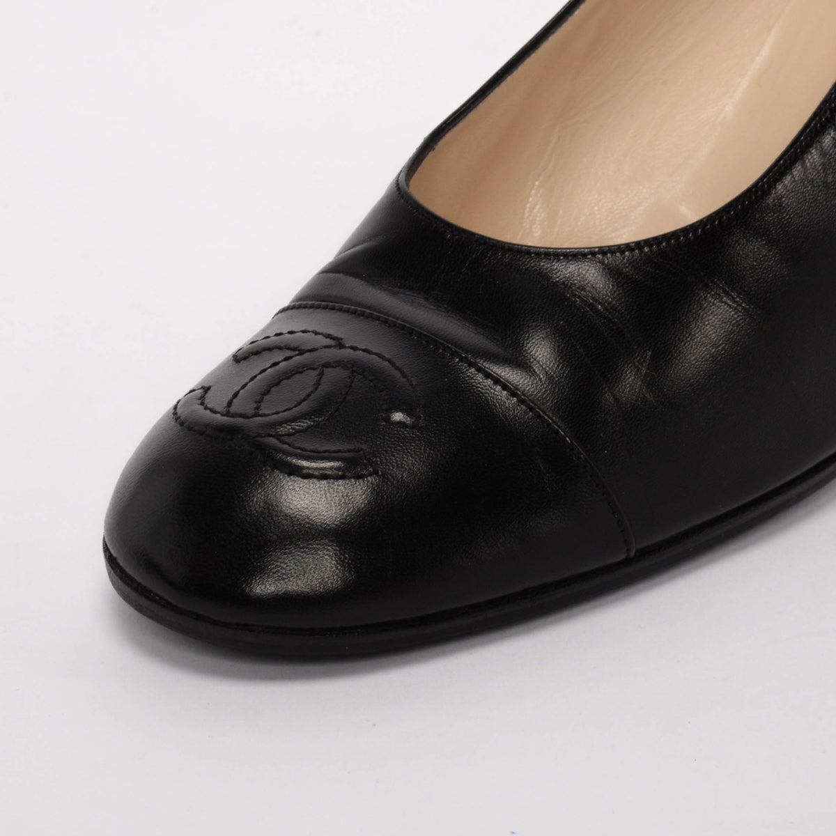 Chanel Vintage Black Lambskin Classic CC Pumps 38