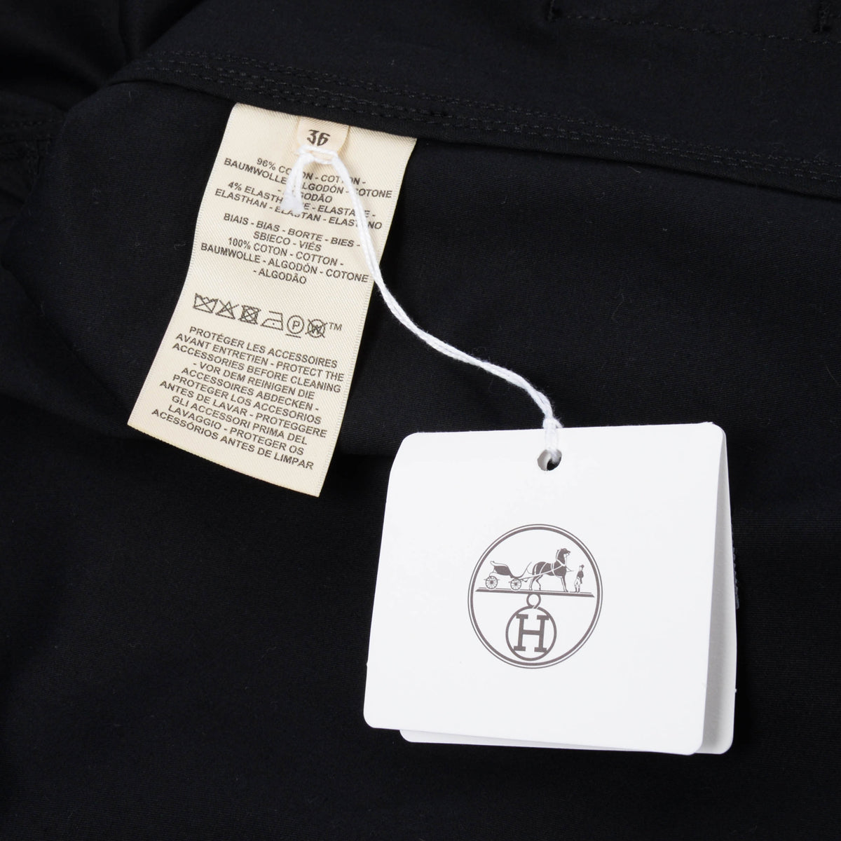 Hermes Black Cotton Twill Equestrian Detail Jacket FR 36