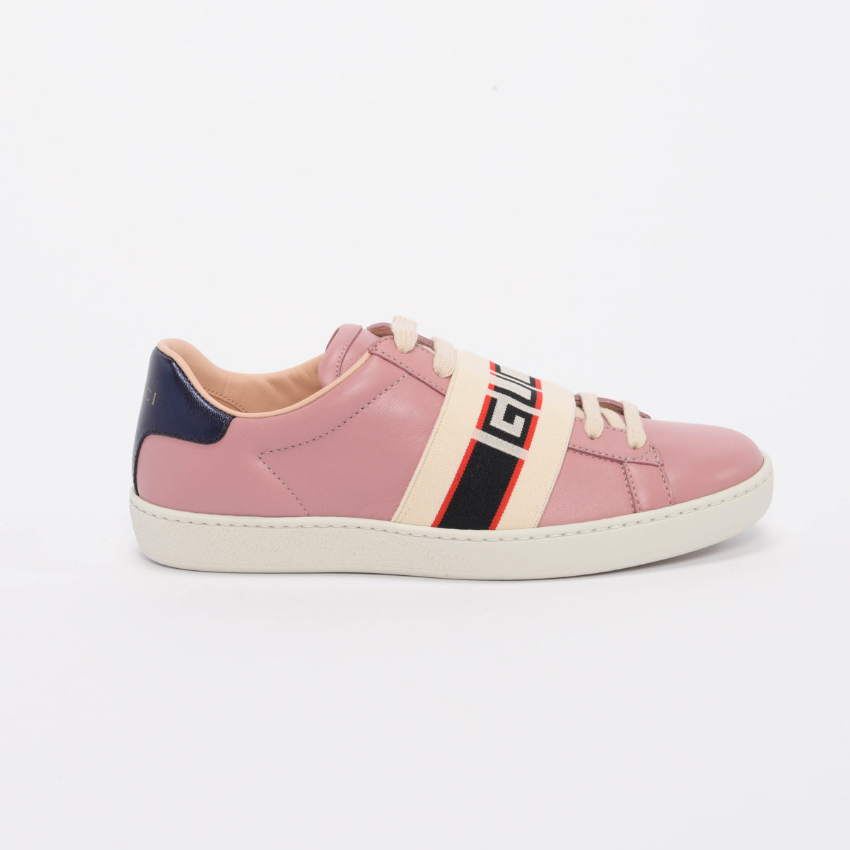 Gucci Pink Calfskin Ace Stripe Sneakers 35