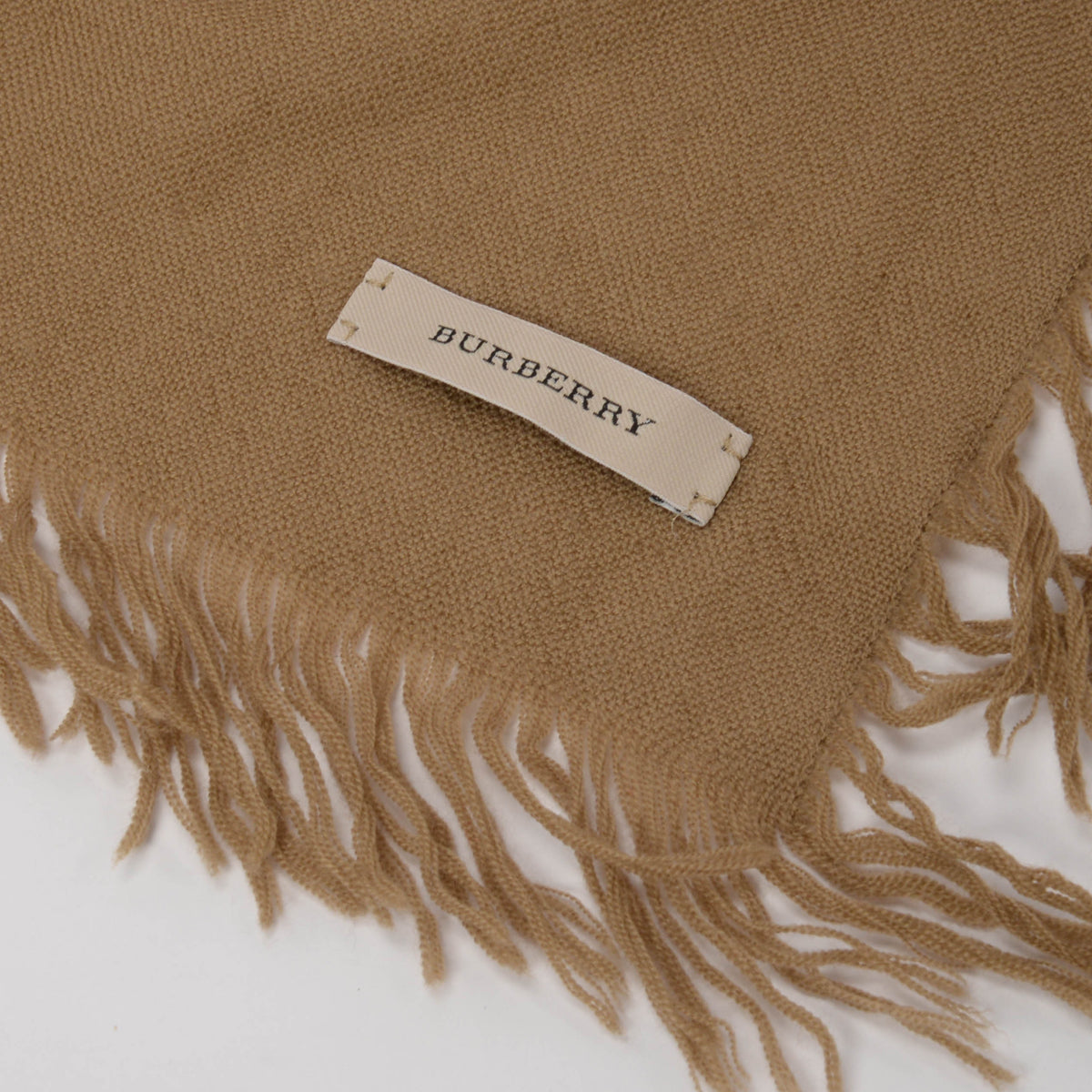 Burberry Beige Wool Crepe House Check Fringed Scarf