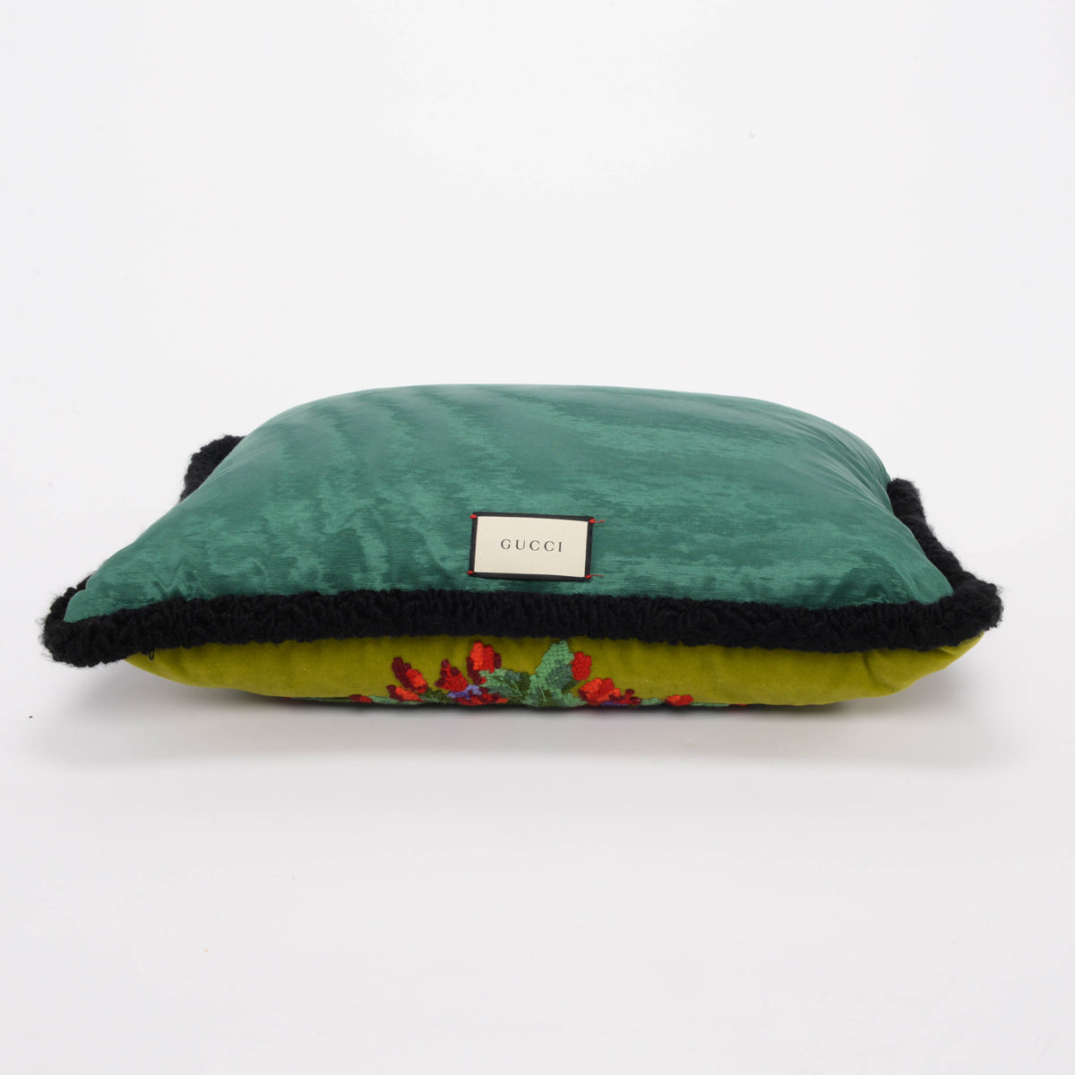 Gucci Olive Needle Point Bosco and Orso Embroidered Pillow