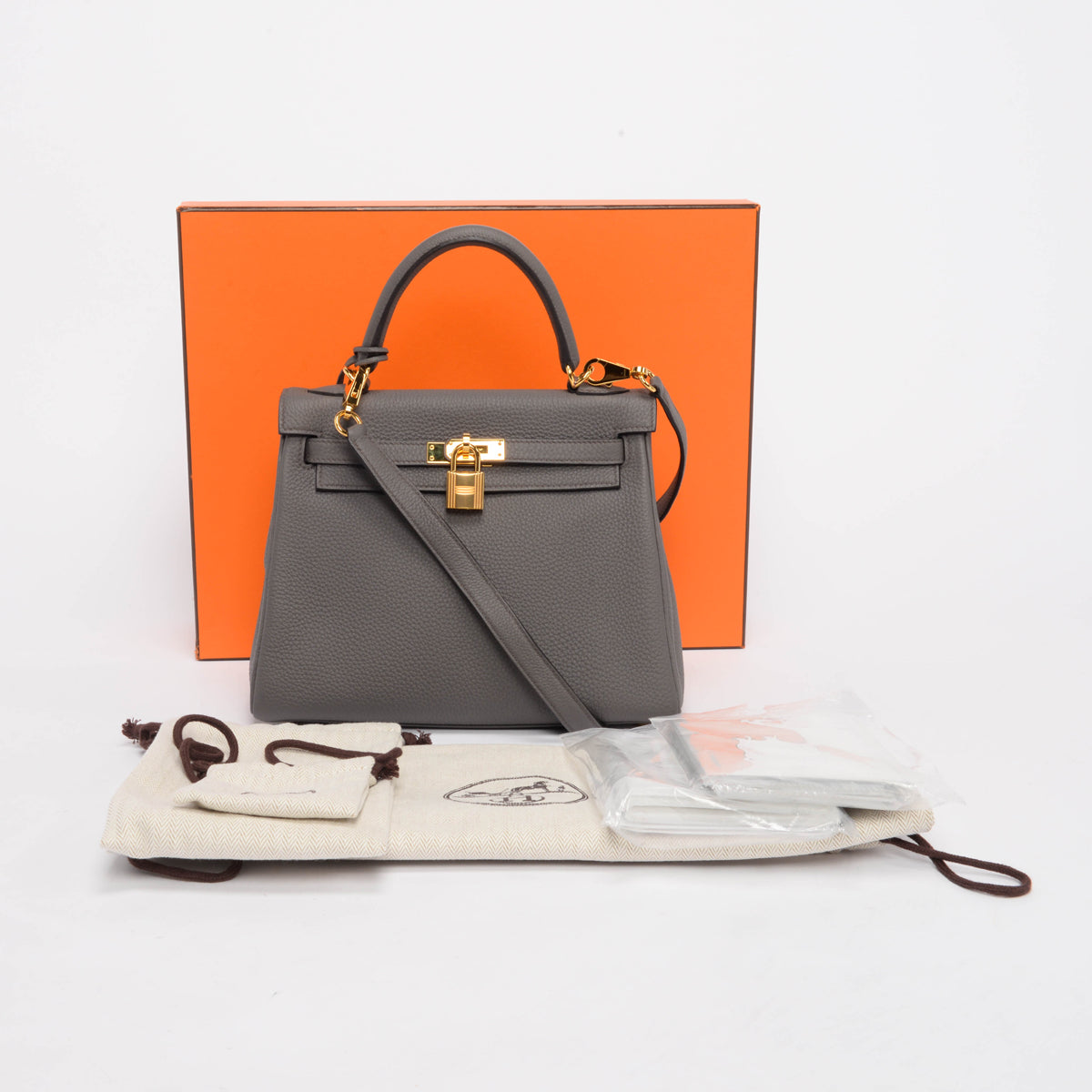 Hermes Gris Etain Togo Kelly 25 GHW